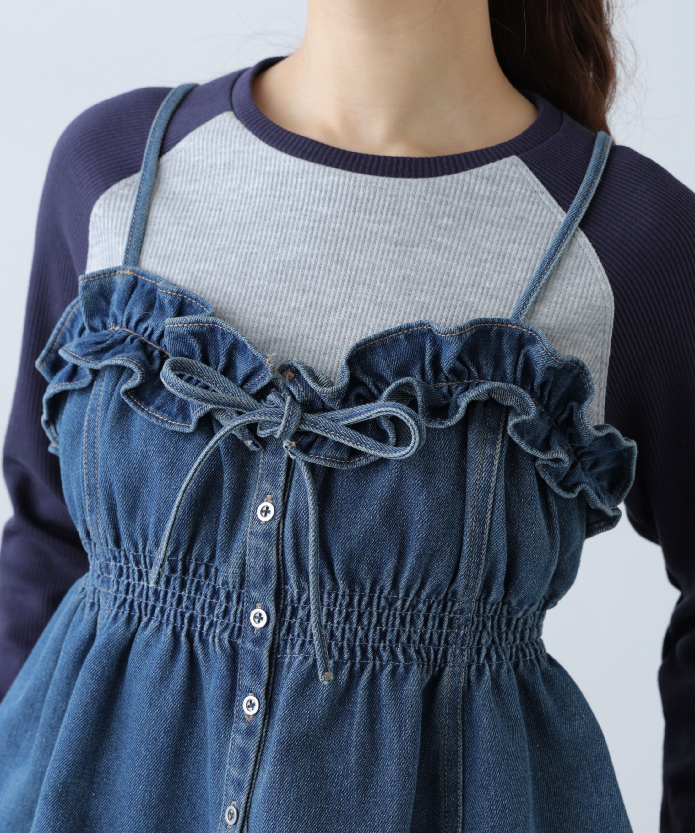  「フリルデニムビスチェ」|シャツ・ブラウス|