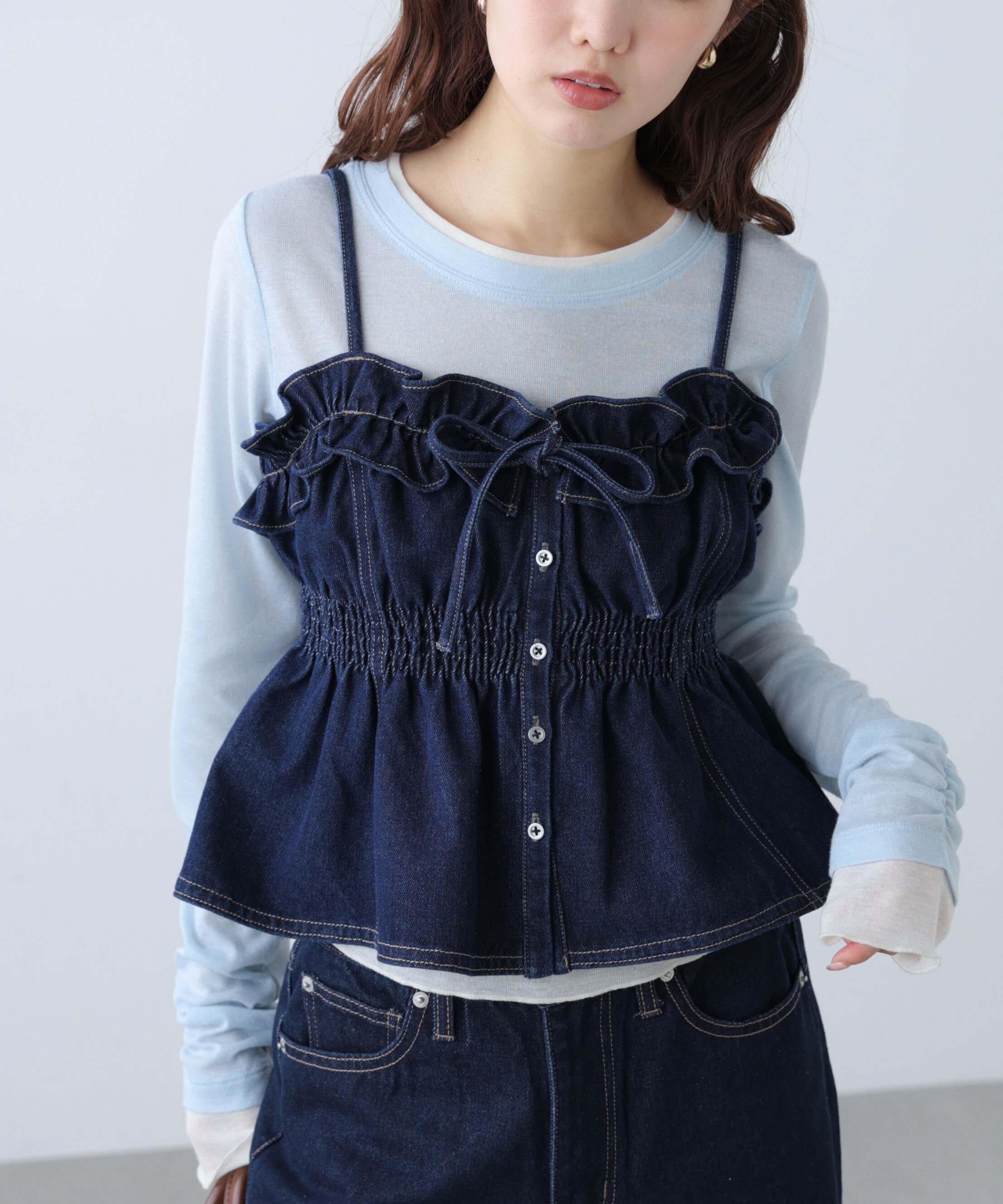  「フリルデニムビスチェ」|シャツ・ブラウス|