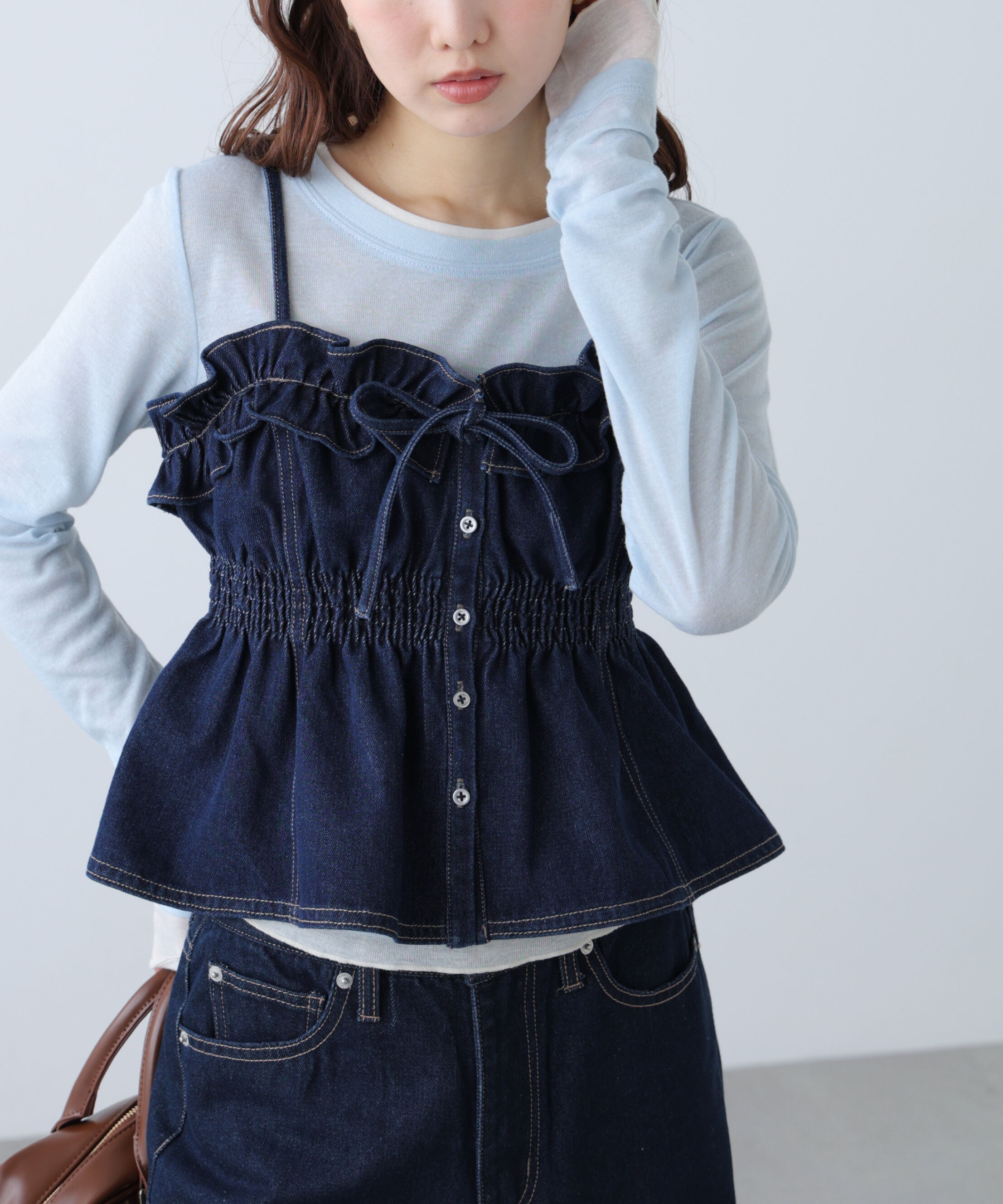  「フリルデニムビスチェ」|シャツ・ブラウス|
