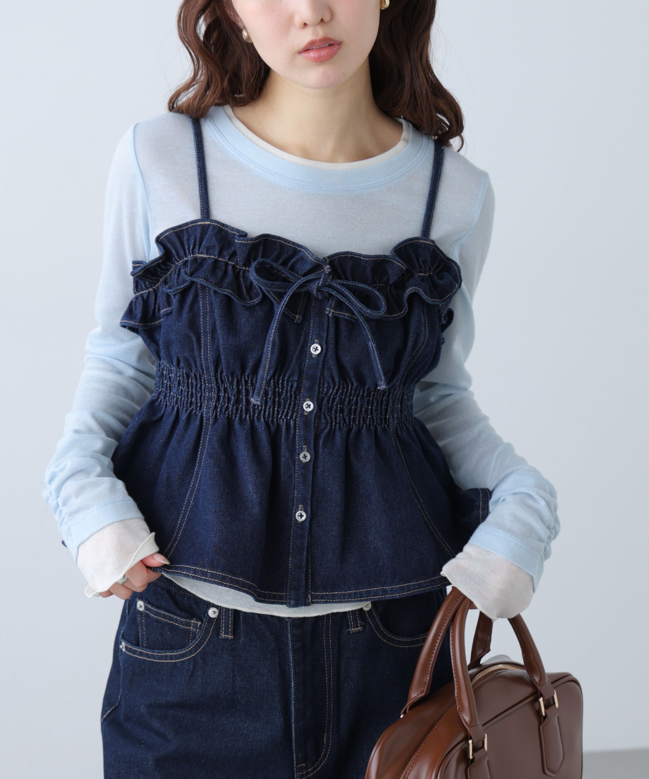  「フリルデニムビスチェ」|シャツ・ブラウス|