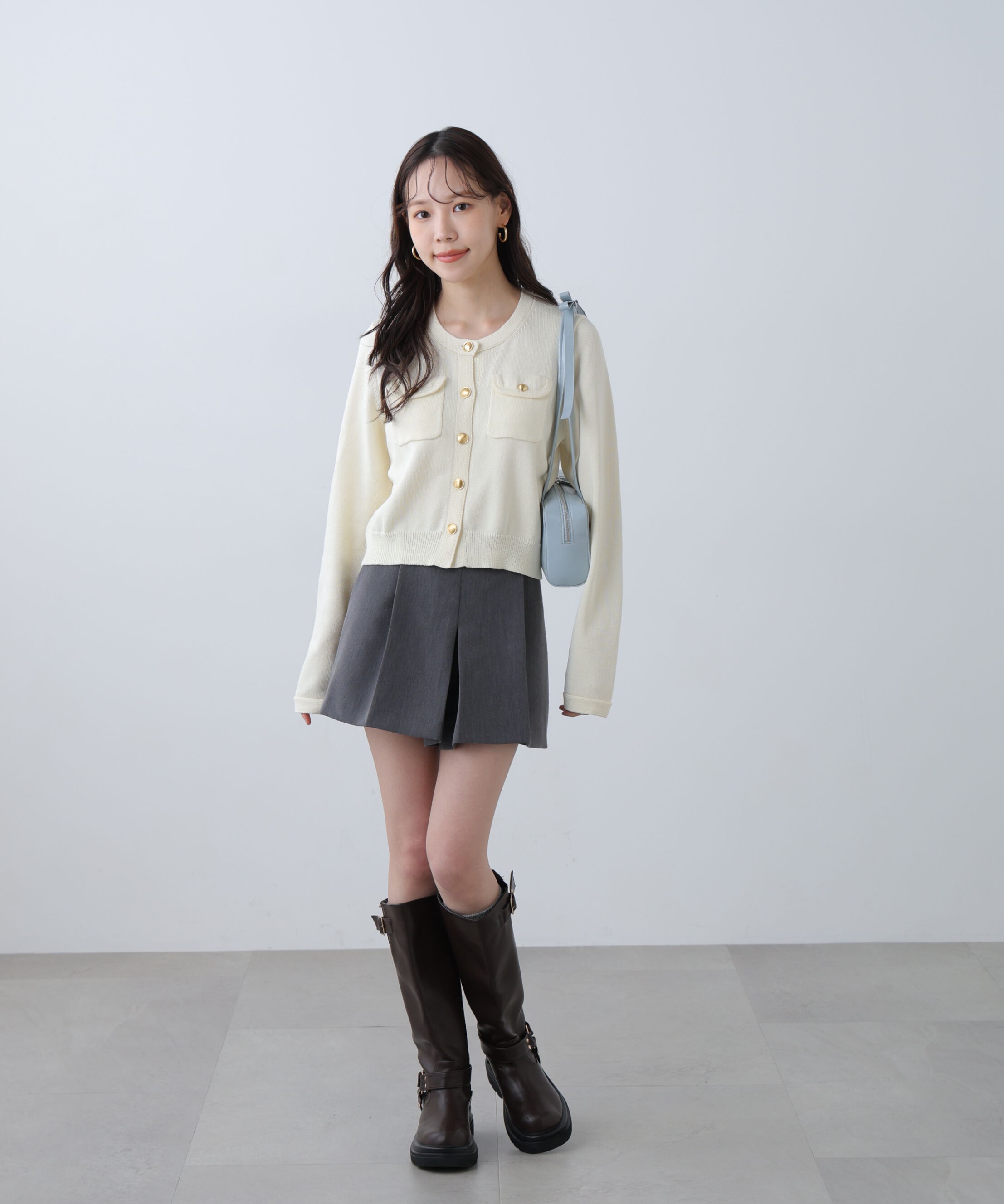  「フロントポケット金ボタンニットカーディガン」|ニット・セーター|