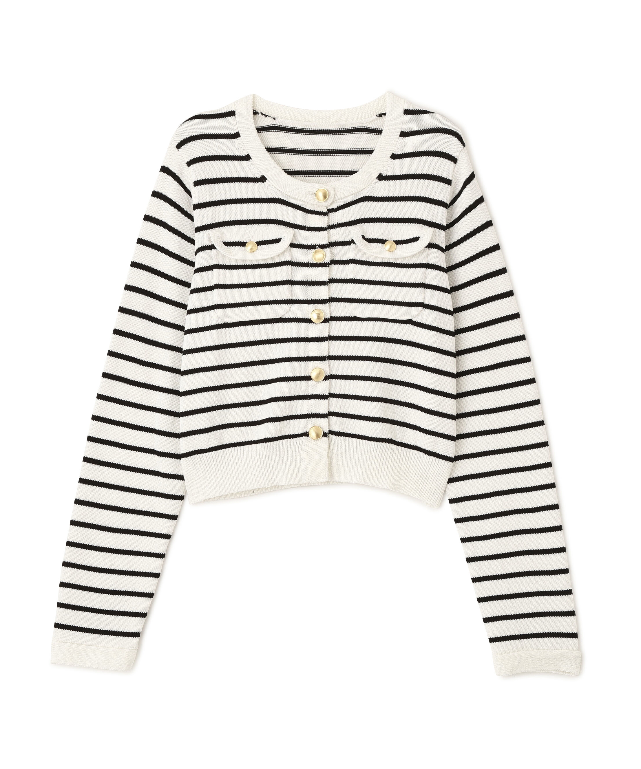  「フロントポケット金ボタンニットカーディガン」|ニット・セーター|