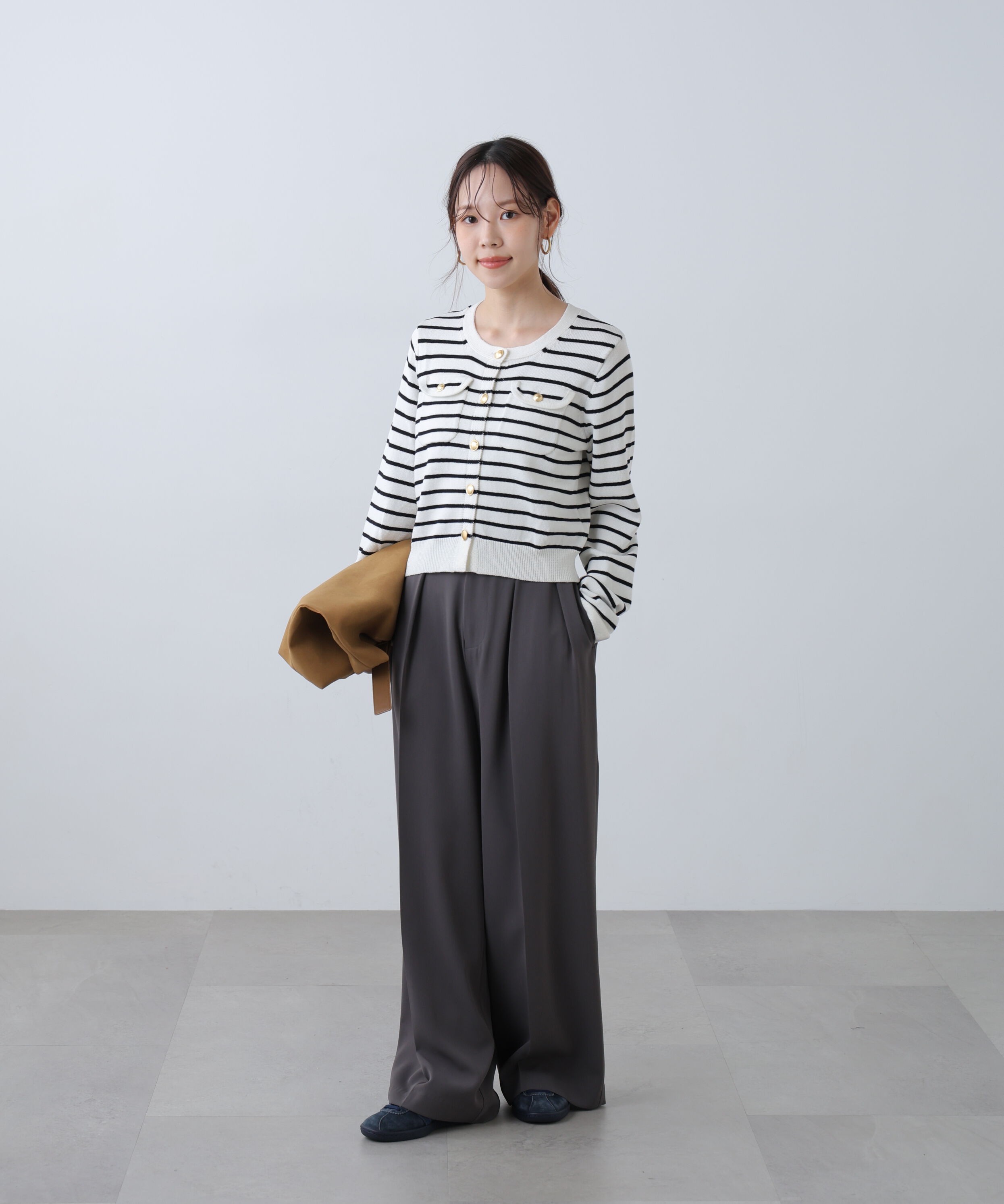  「フロントポケット金ボタンニットカーディガン」|ニット・セーター|