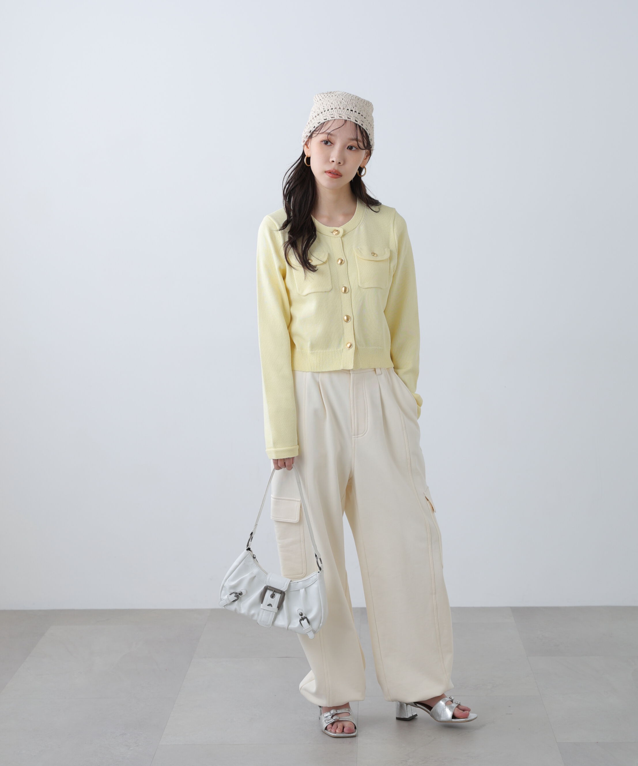  「フロントポケット金ボタンニットカーディガン」|ニット・セーター|