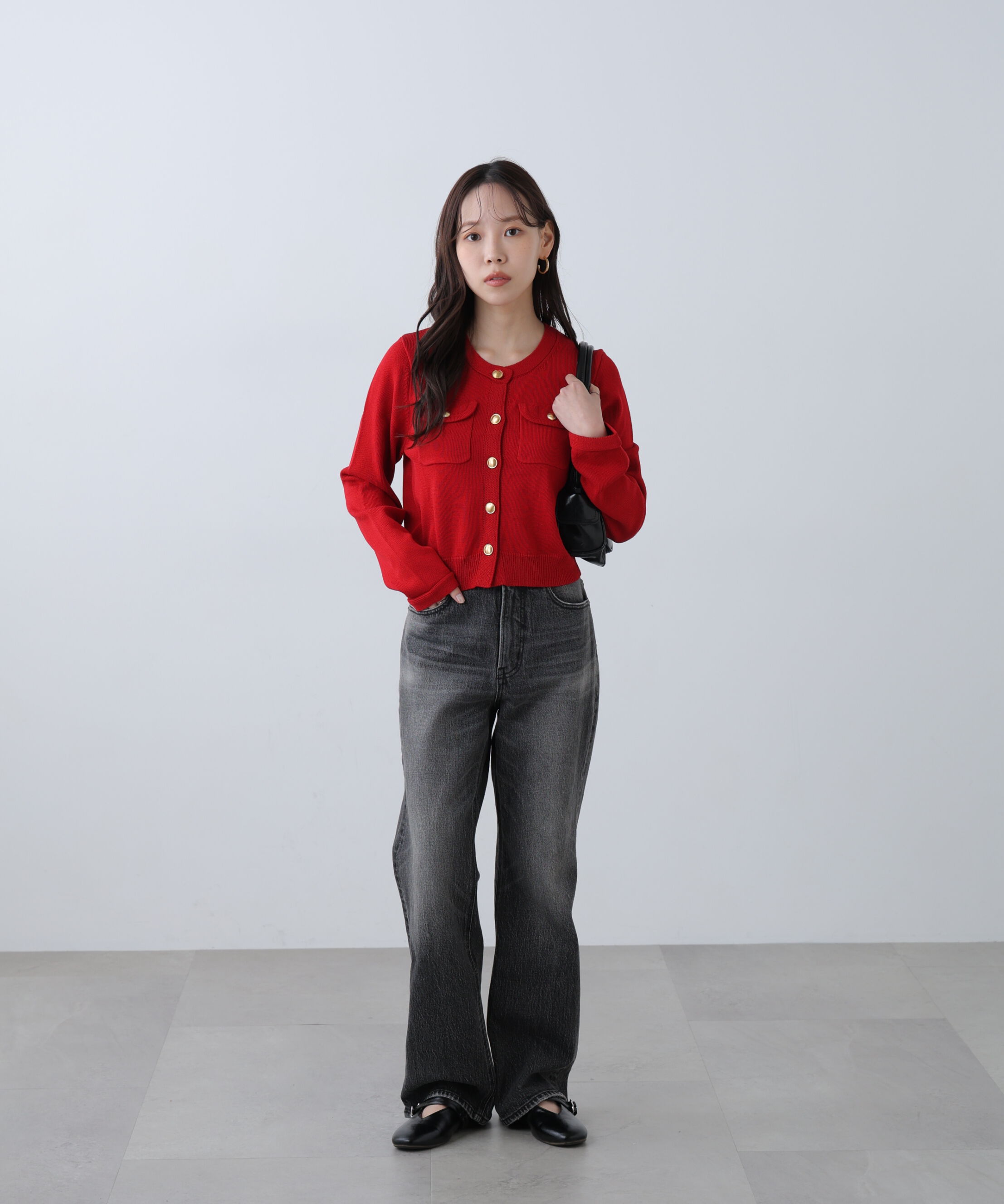  「フロントポケット金ボタンニットカーディガン」|ニット・セーター|