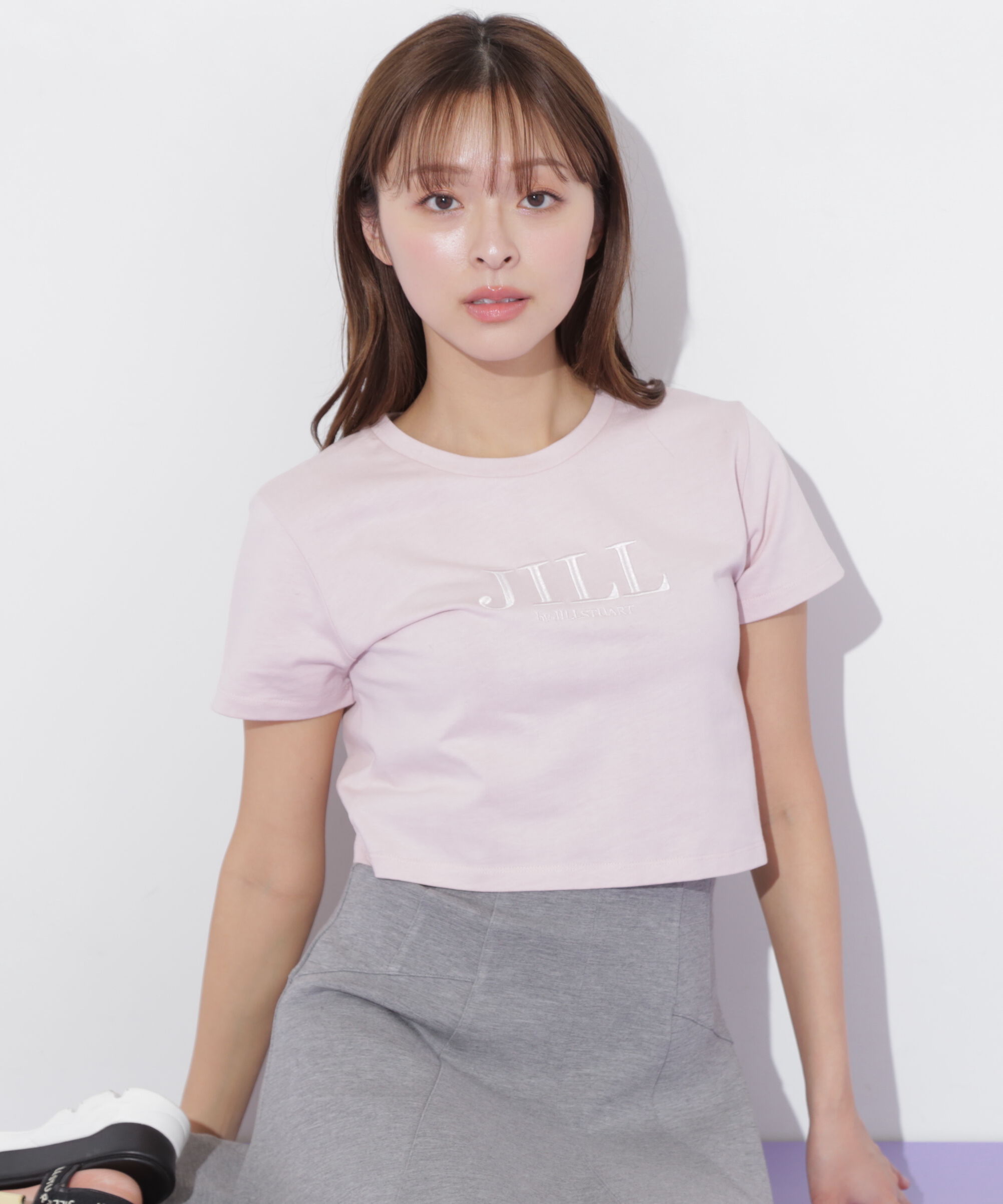  「ショート丈刺繍ロゴTシャツオーガニックコットン」|Tシャツ・カットソー|ピンクピンク9