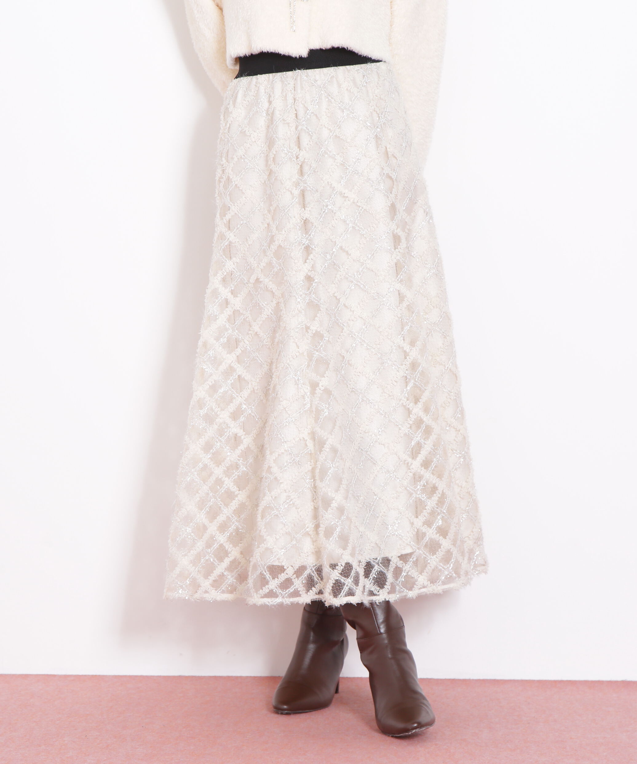  「エンブロイダリーシアーチェック」|スカート|