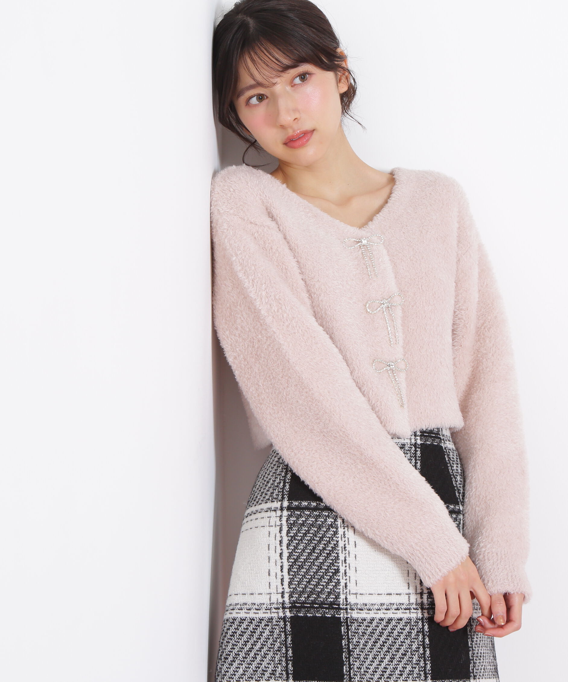  「リボンビジューフェザーカーディガン」|ニット・セーター|