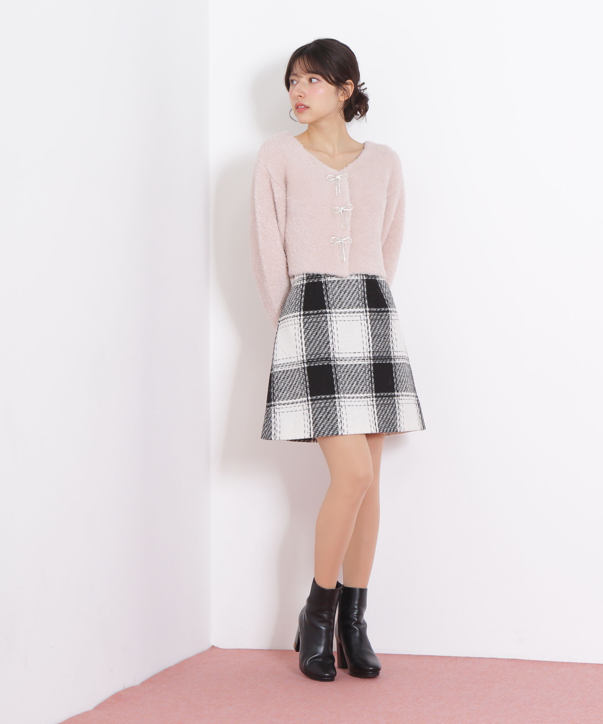  「リボンビジューフェザーカーディガン」|ニット・セーター|