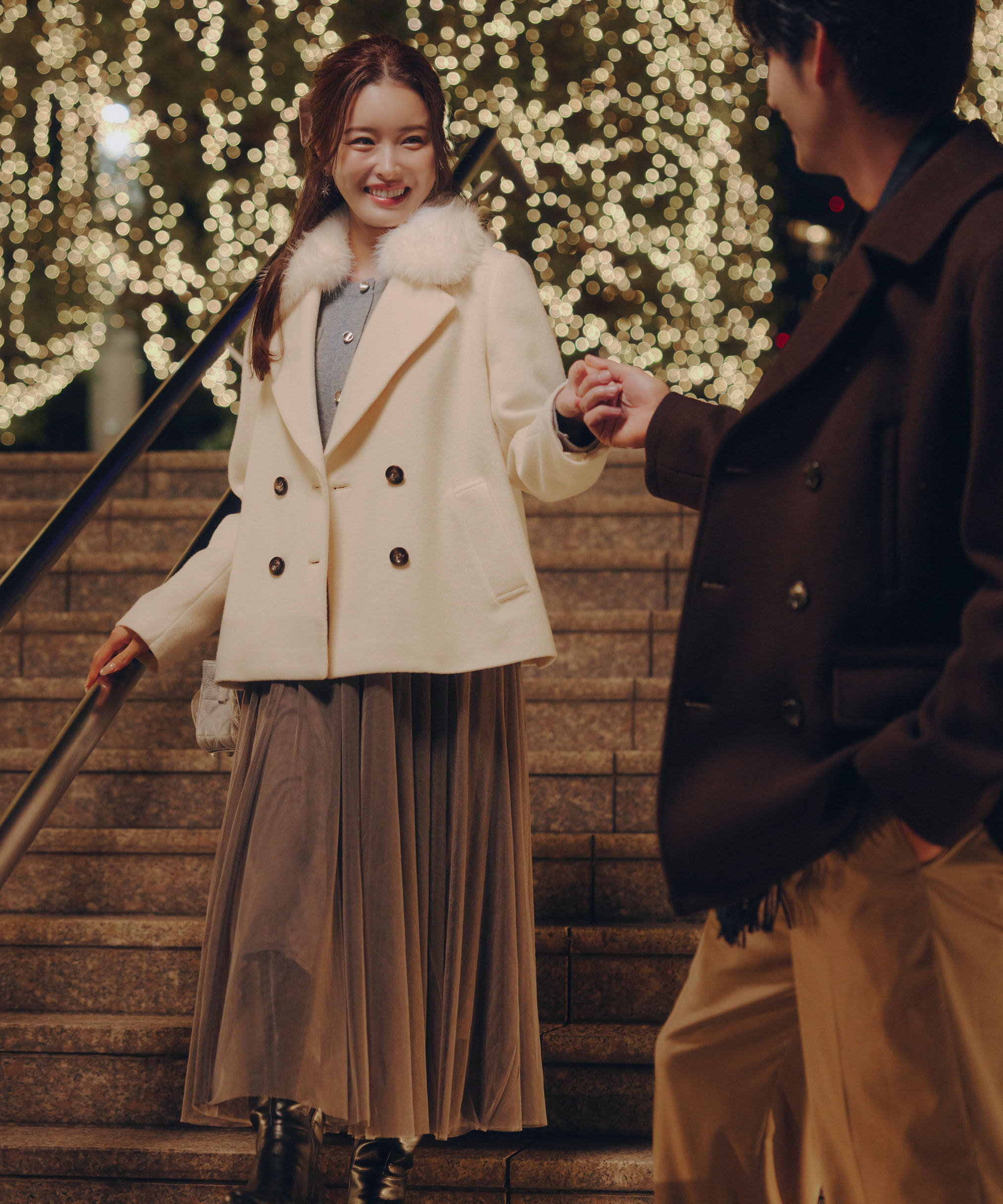  「ニットジャケットドッキングワンピース」|ワンピース|