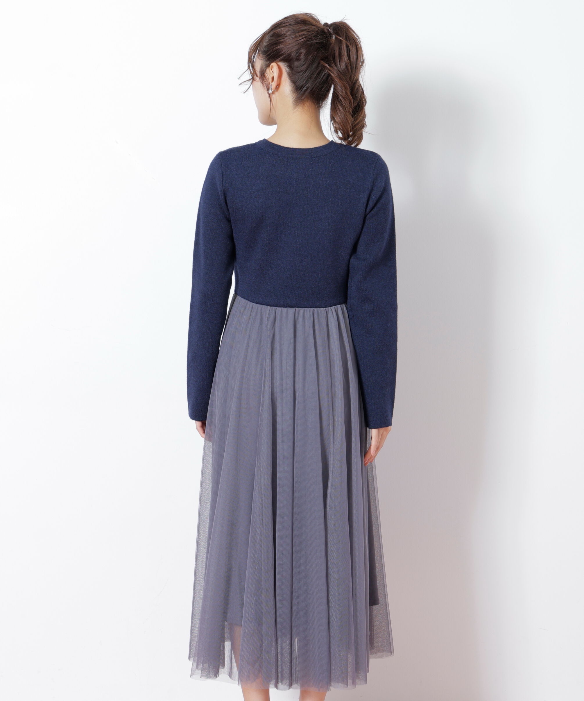  「ニットジャケットドッキングワンピース」|ワンピース|