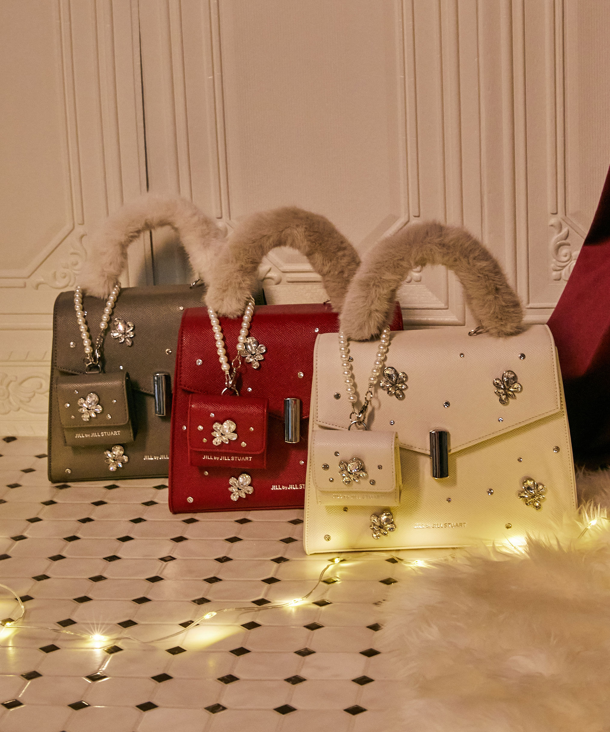  「ランダムビジューファーハンドルバッグ」|その他|