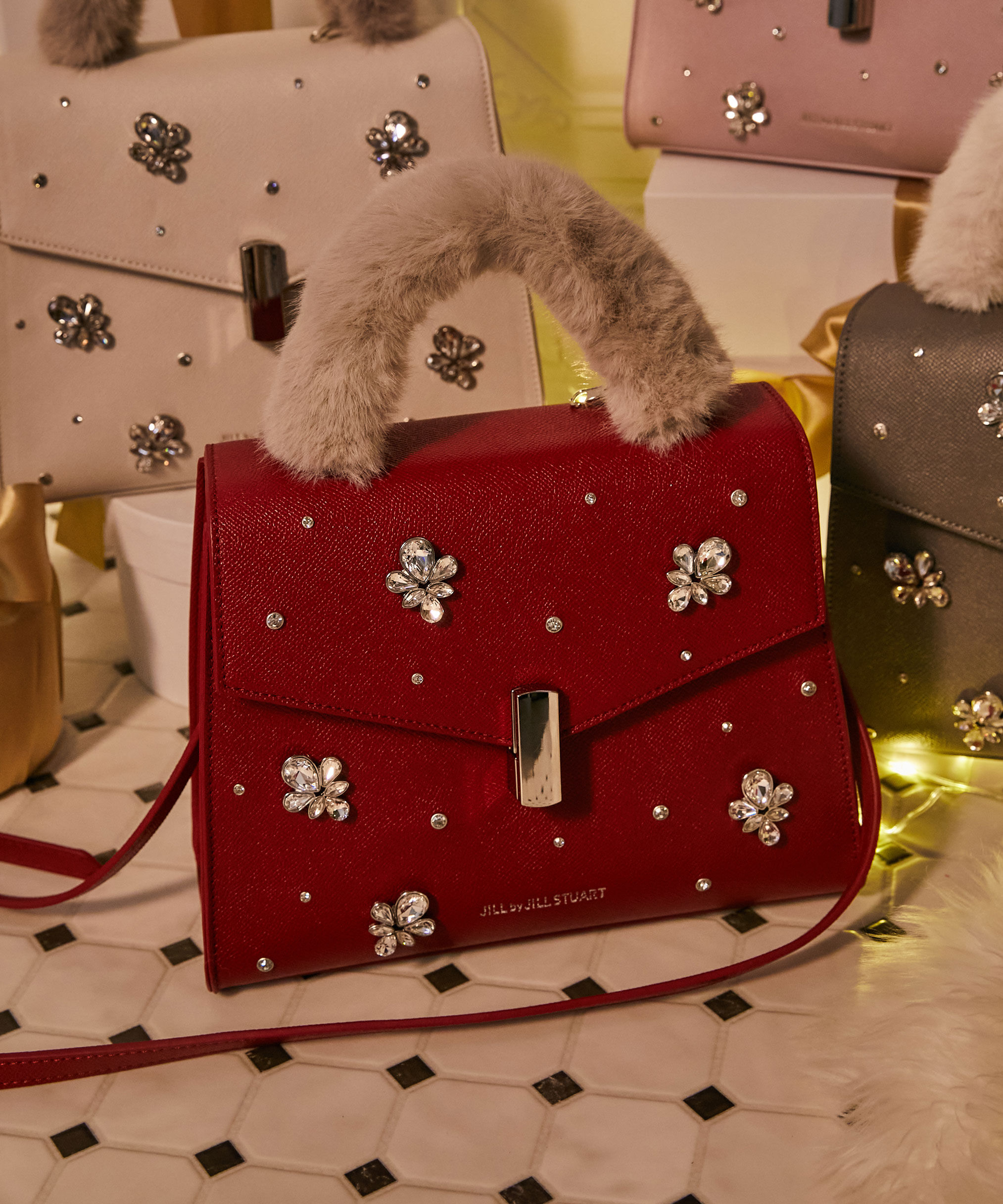  「ランダムビジューファーハンドルバッグ」|その他|