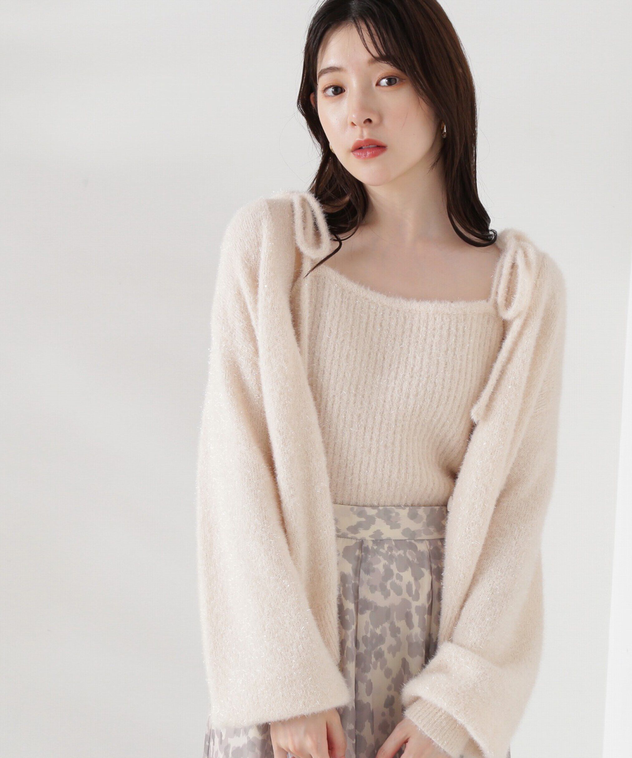 PROPORTION BODY DRESSING「シャイニーフェザーアンサンブルニット　WEB限定カラー：パープル24AW」|ニット・セーター|