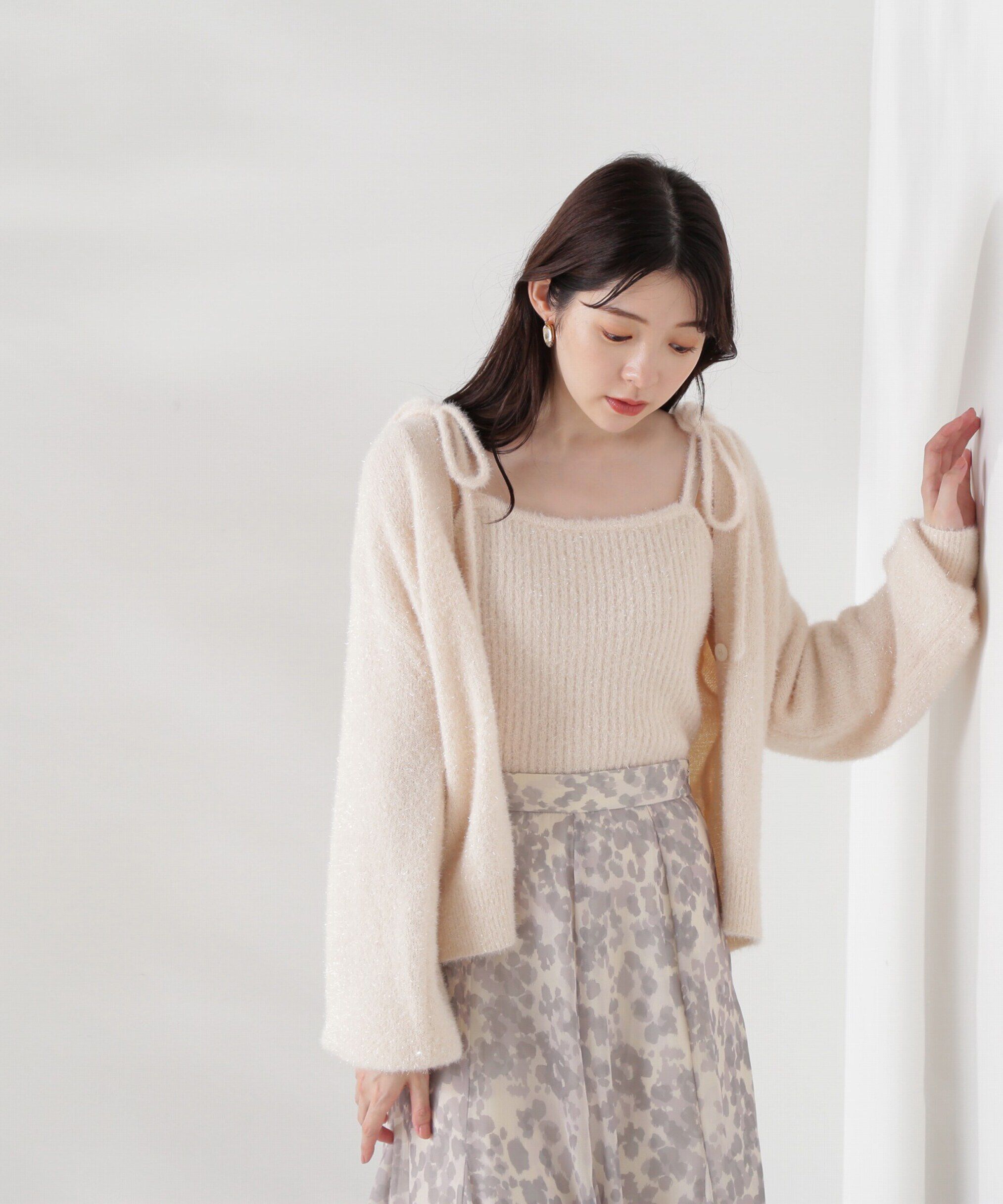 PROPORTION BODY DRESSING「シャイニーフェザーアンサンブルニット　WEB限定カラー：パープル24AW」|ニット・セーター|
