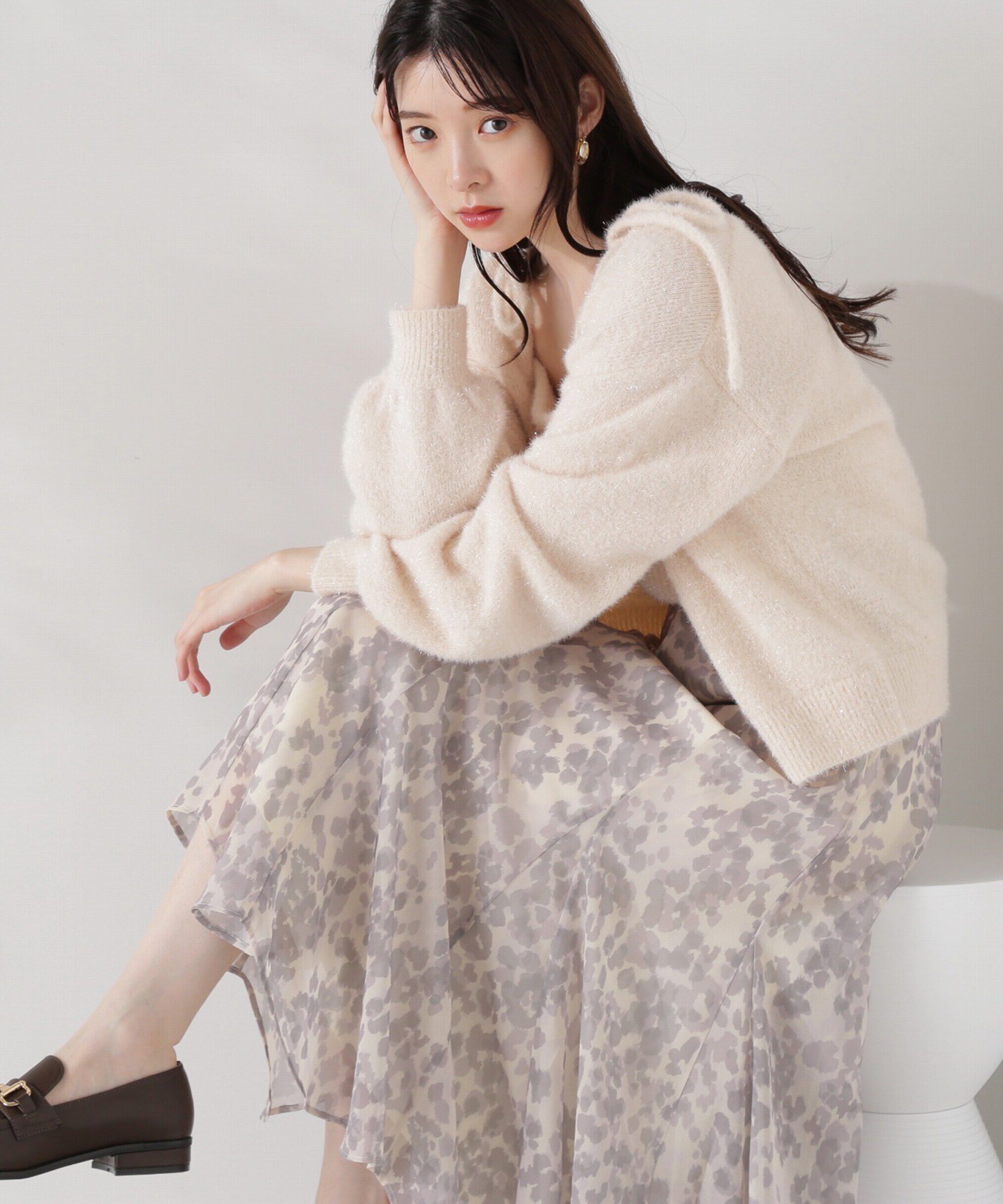 PROPORTION BODY DRESSING「シャイニーフェザーアンサンブルニット　WEB限定カラー：パープル24AW」|ニット・セーター|