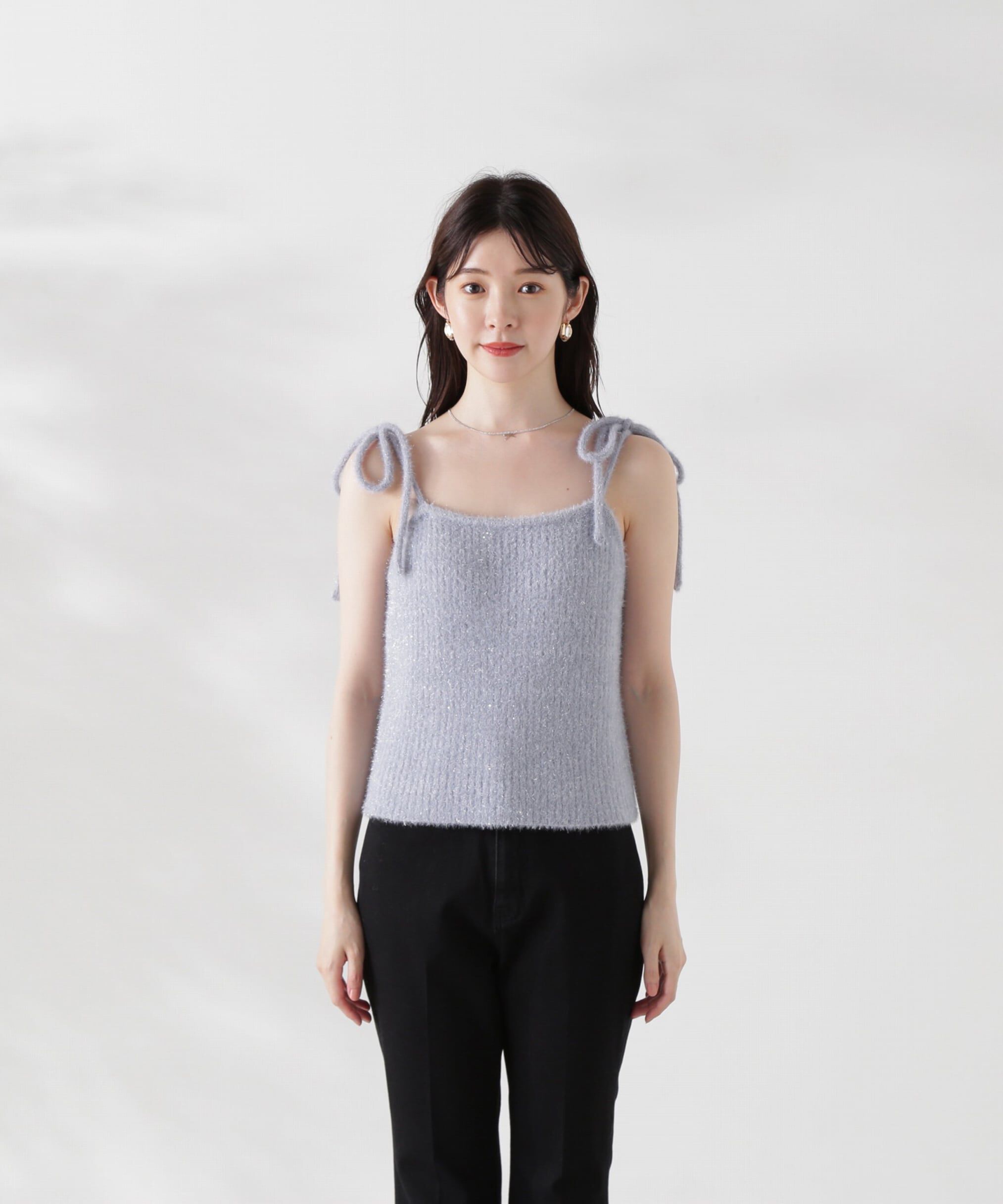 PROPORTION BODY DRESSING「シャイニーフェザーアンサンブルニット　WEB限定カラー：パープル24AW」|ニット・セーター|