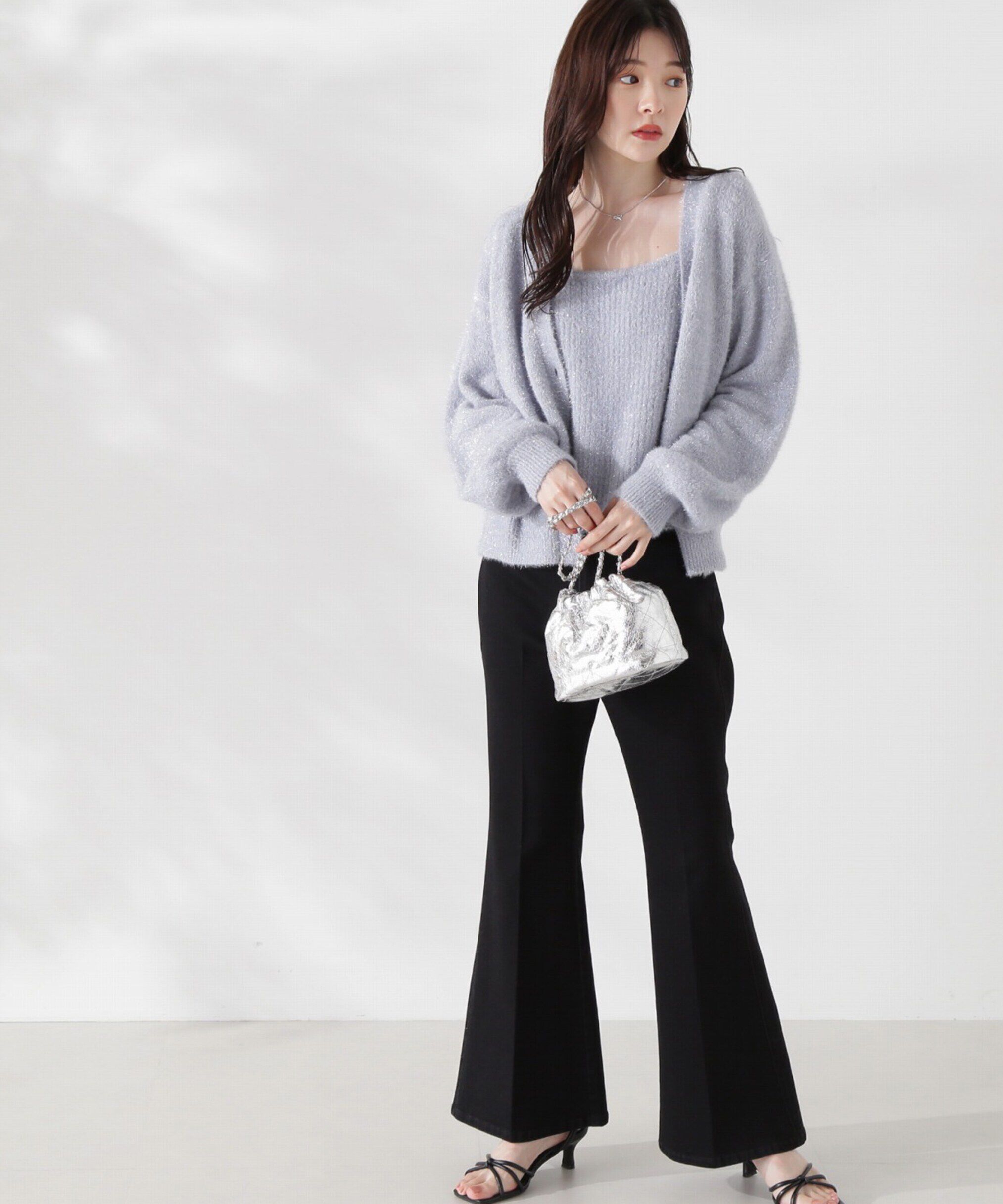 PROPORTION BODY DRESSING「シャイニーフェザーアンサンブルニット　WEB限定カラー：パープル24AW」|ニット・セーター|