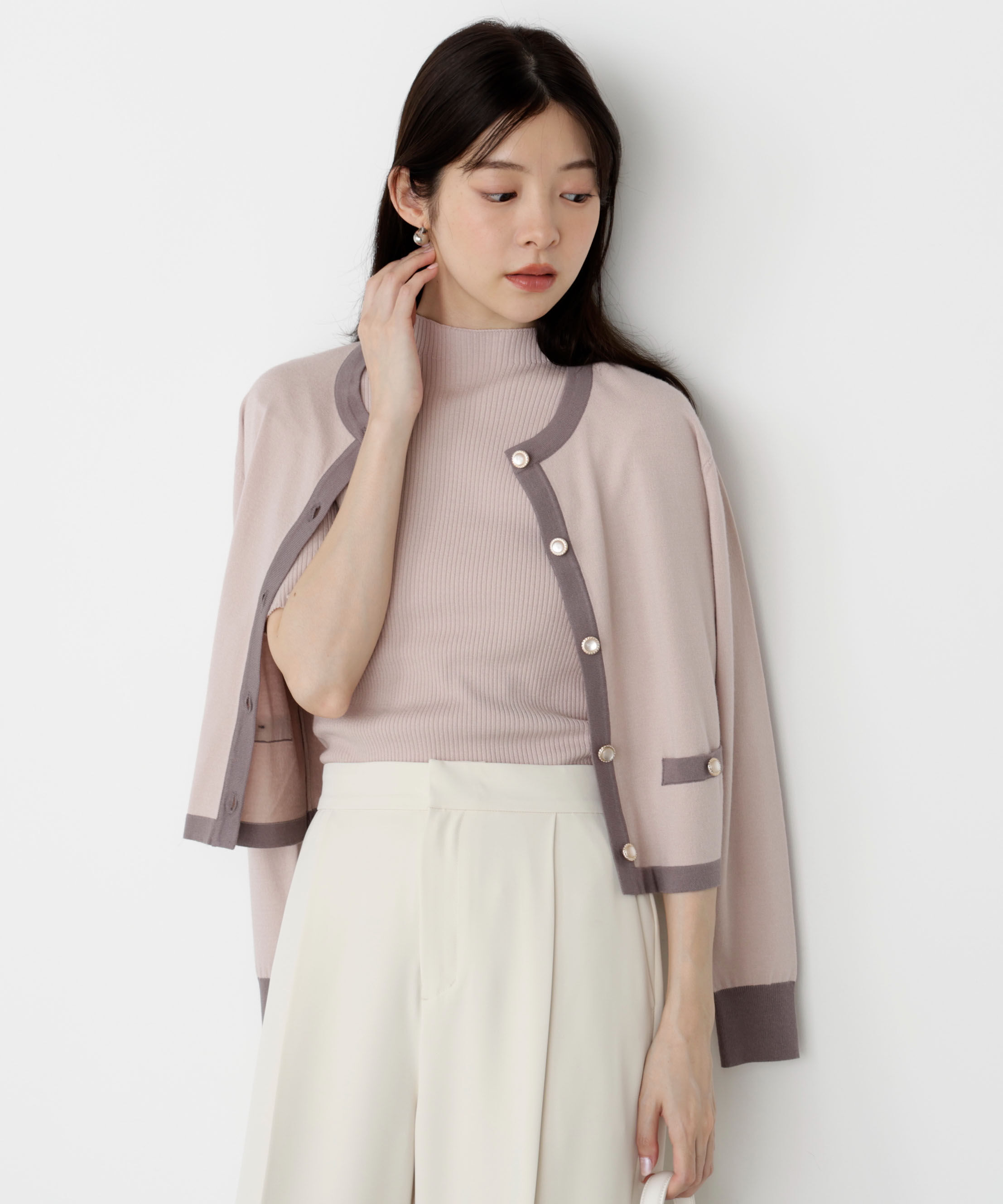 PROPORTION BODY DRESSING「＜ハンドウォッシャブル＞ニュアンス釦ニットアンサンブル 25AW」|ニット・セーター|