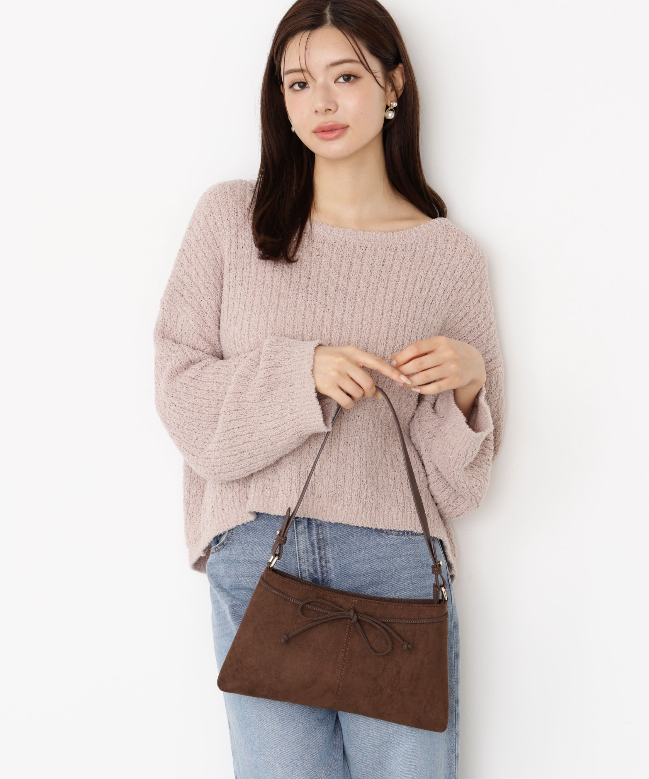 PROPORTION BODY DRESSING「フィルムモール短丈ニット 25AW」|ニット・セーター|ベージュ