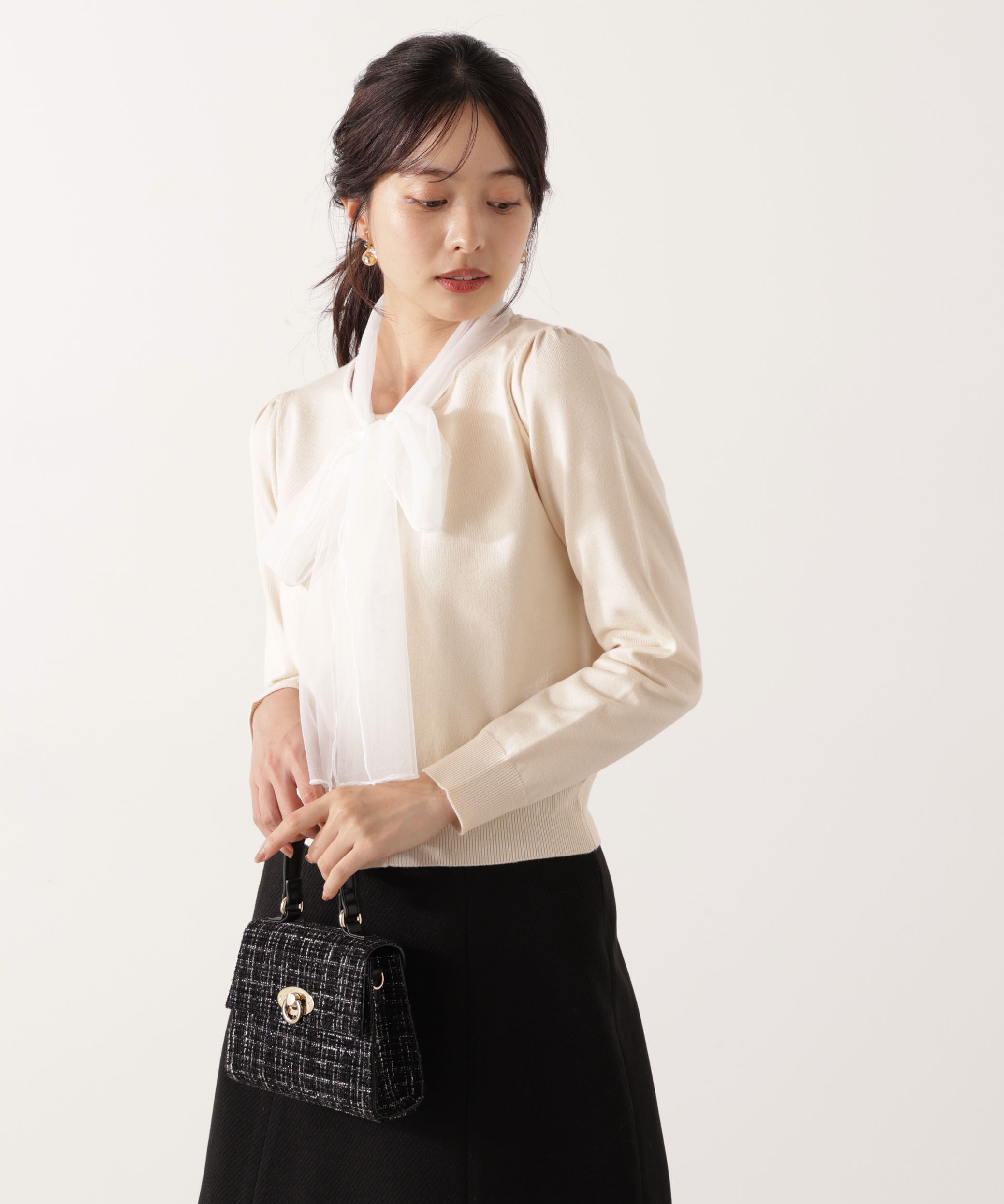 PROPORTION BODY DRESSING「《EDIT COLOGNE》ボウタイ付きニット 25AW」|ニット・セーター|