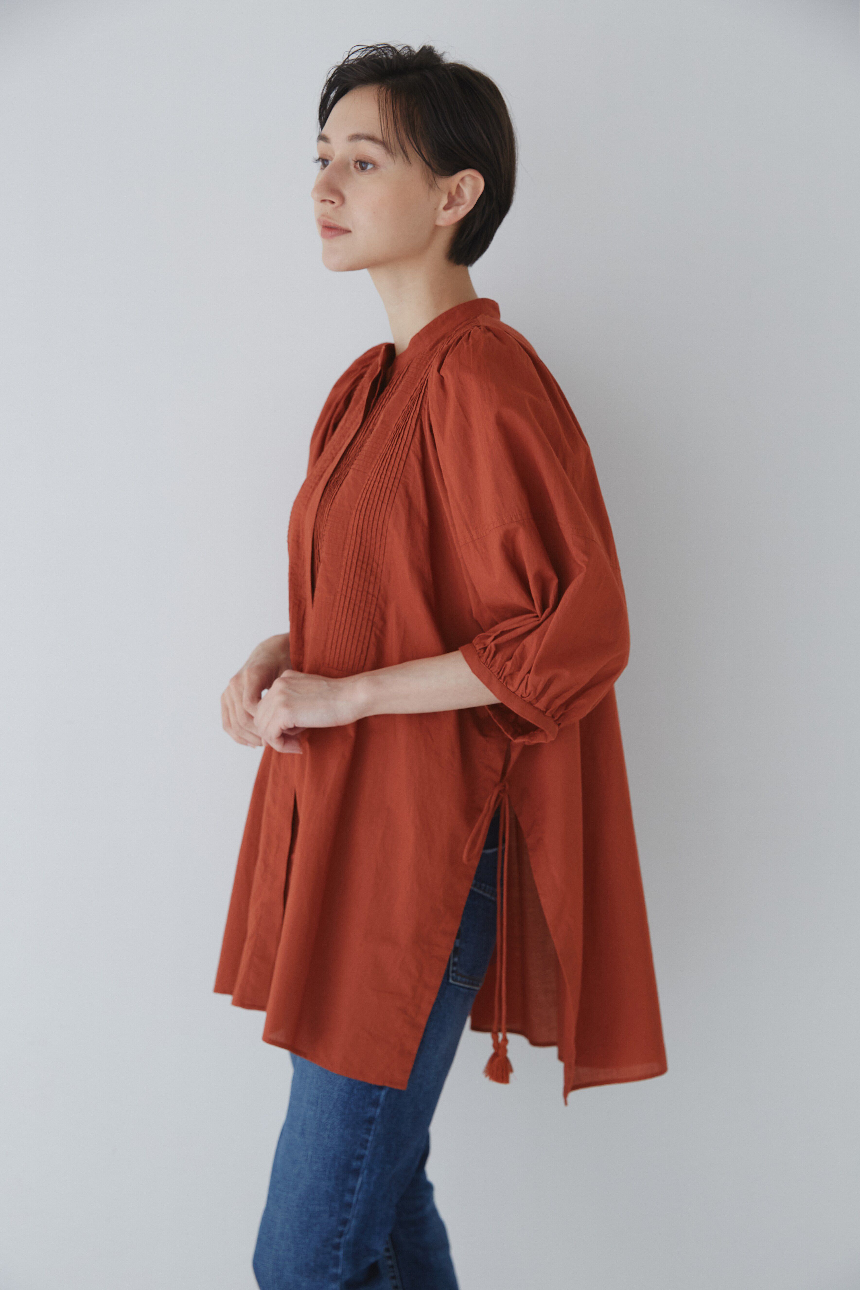  「◆フロントピンタックロングブラウス」|シャツ・ブラウス|