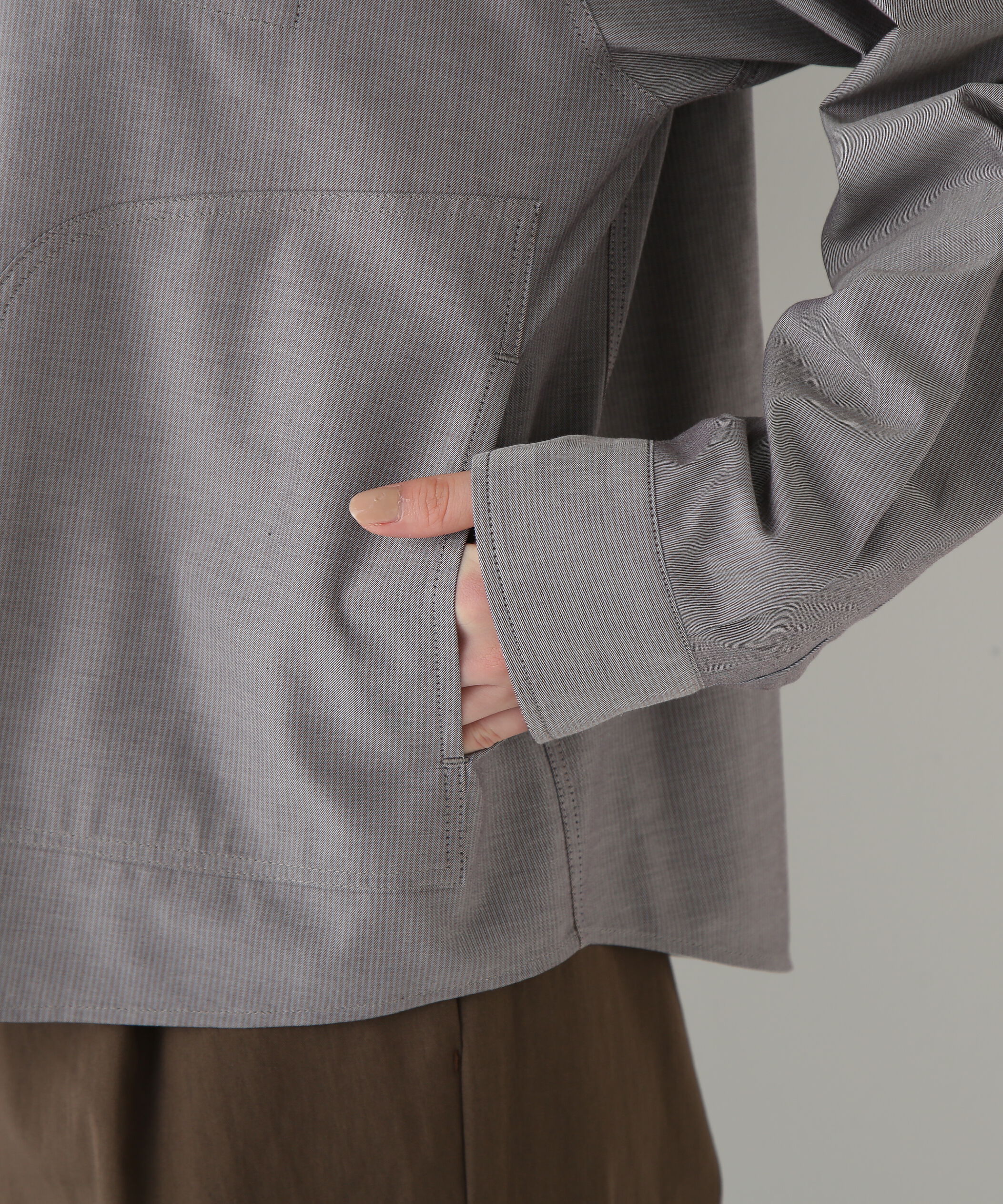  「◆ツイルストライプジップシャツブルゾン」|シャツ・ブラウス|