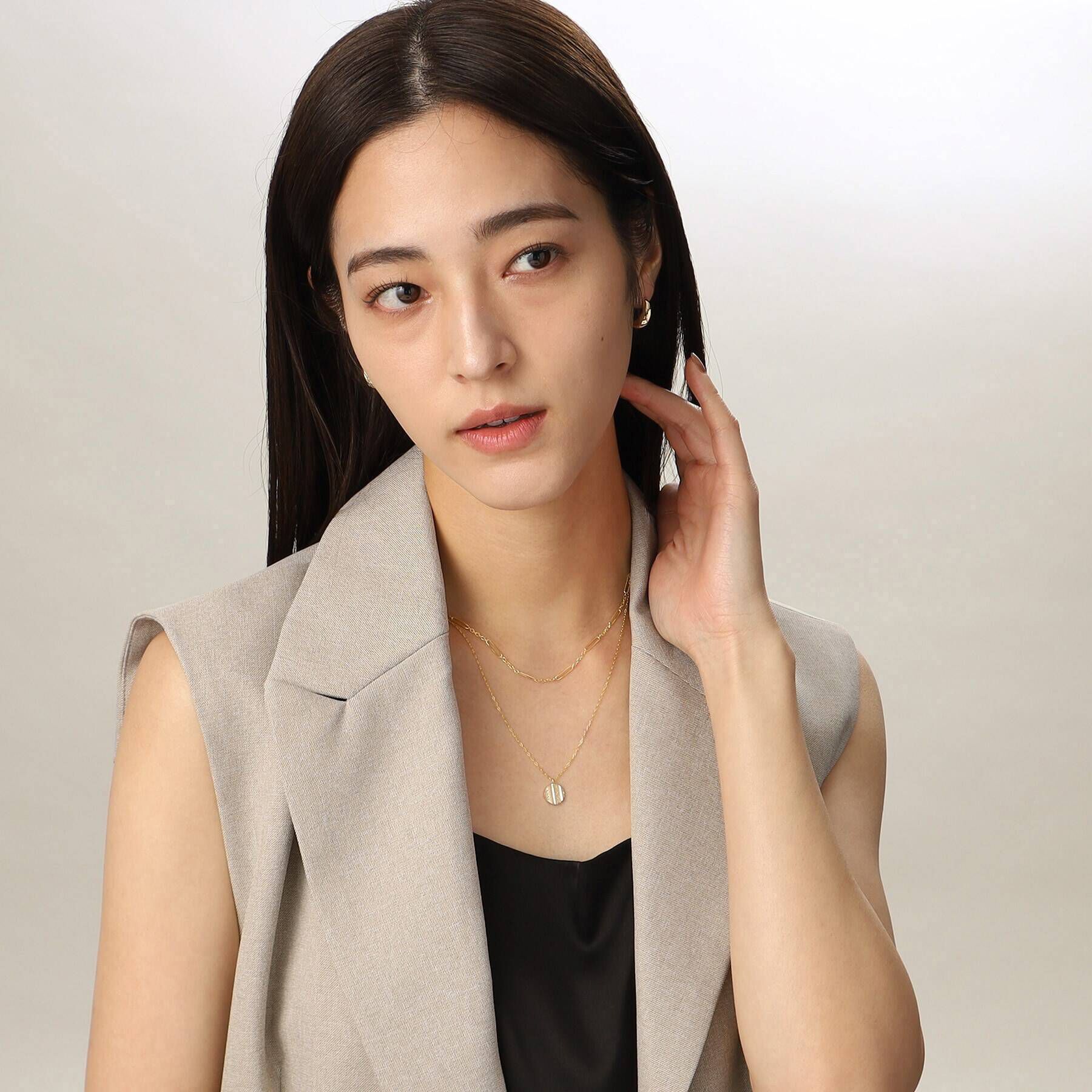 COCOSHNIK「K10PCチェーン ステーションネックレス」|ネックレス|