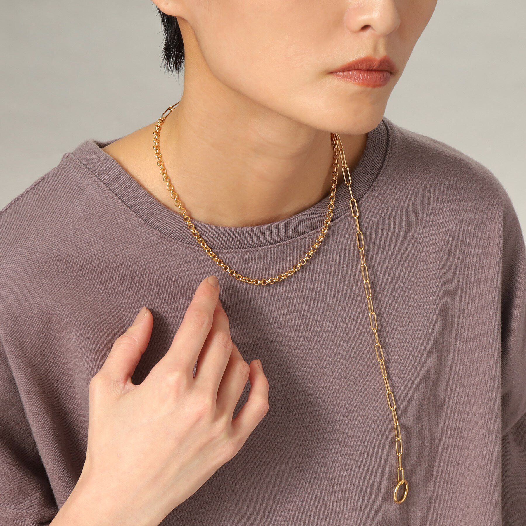 COCOSHNIK ONKITSCH「シルバー マルチチェーンネックレス ミックスチェーン GP」|ネックレス|