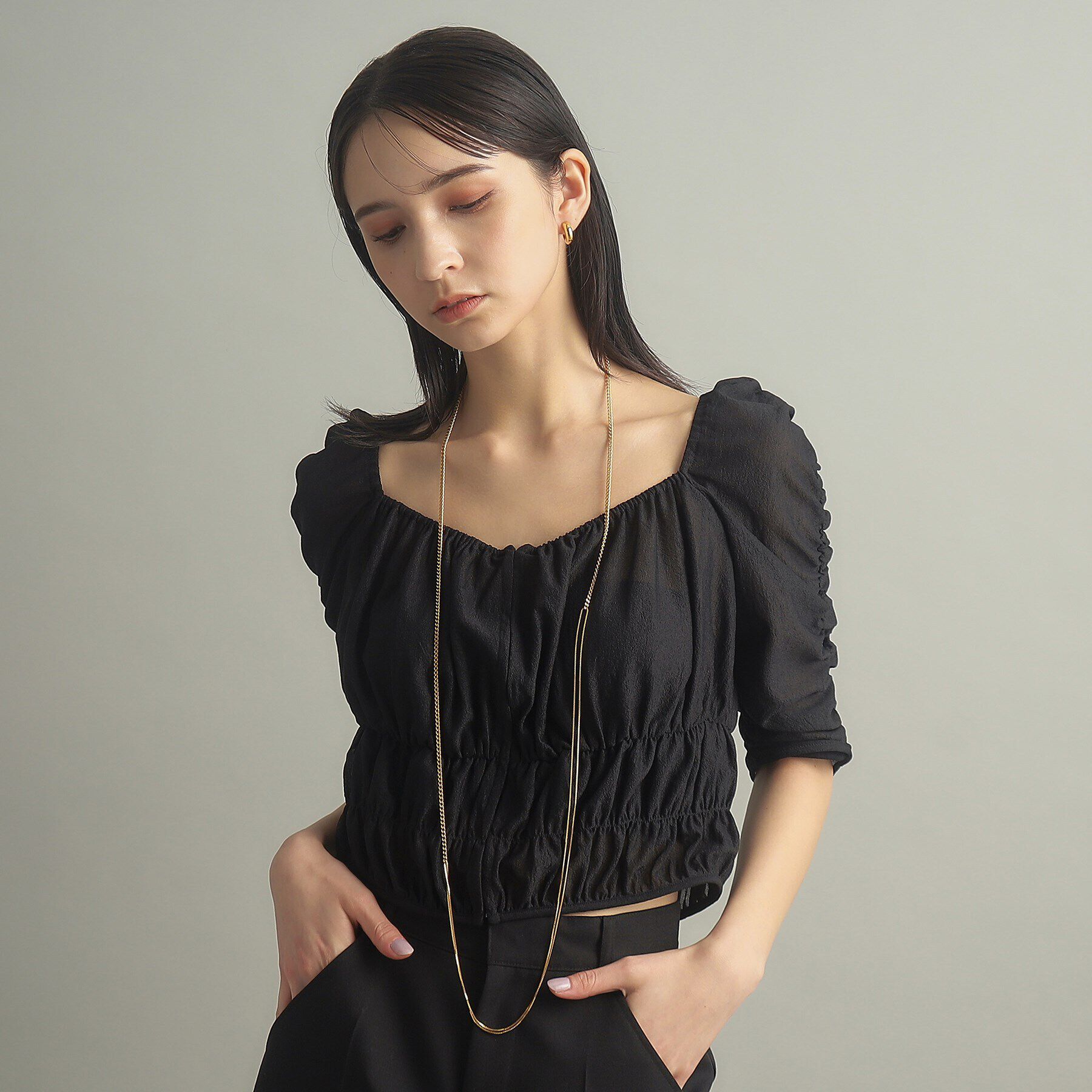 COCOSHNIK ONKITSCH「シルバー ミックスチェーン カーブ・ベネチアンネックレス GP」|ネックレス|