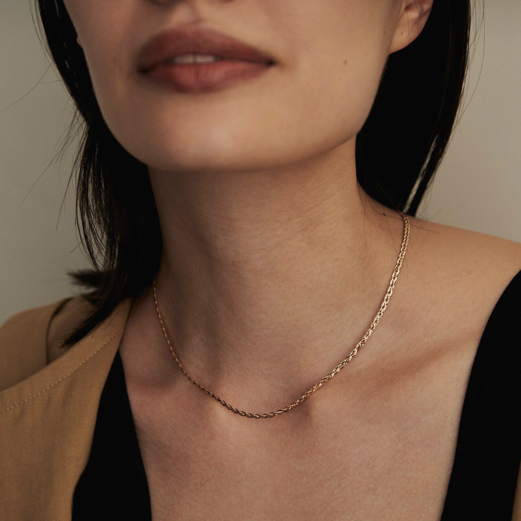 COCOSHNIK「K18ベネフラット三つ編み ネックレス」|ネックレス|