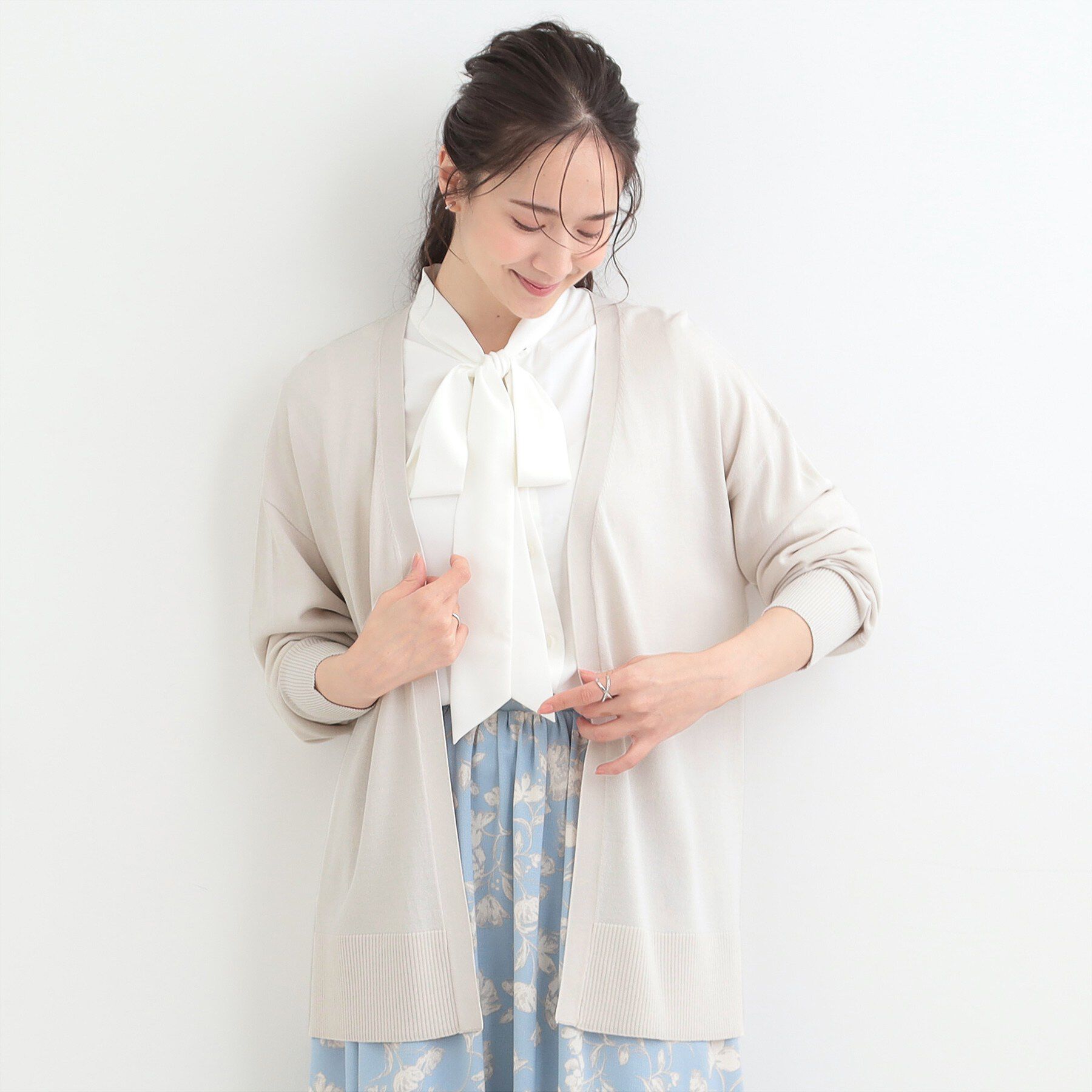 SHOO･LA･RUE「【洗濯機可/ひんやり/UV】さらっとしたタッチが心地よい 体型カバーも叶う　ロングカーディガン」|カーディガン|