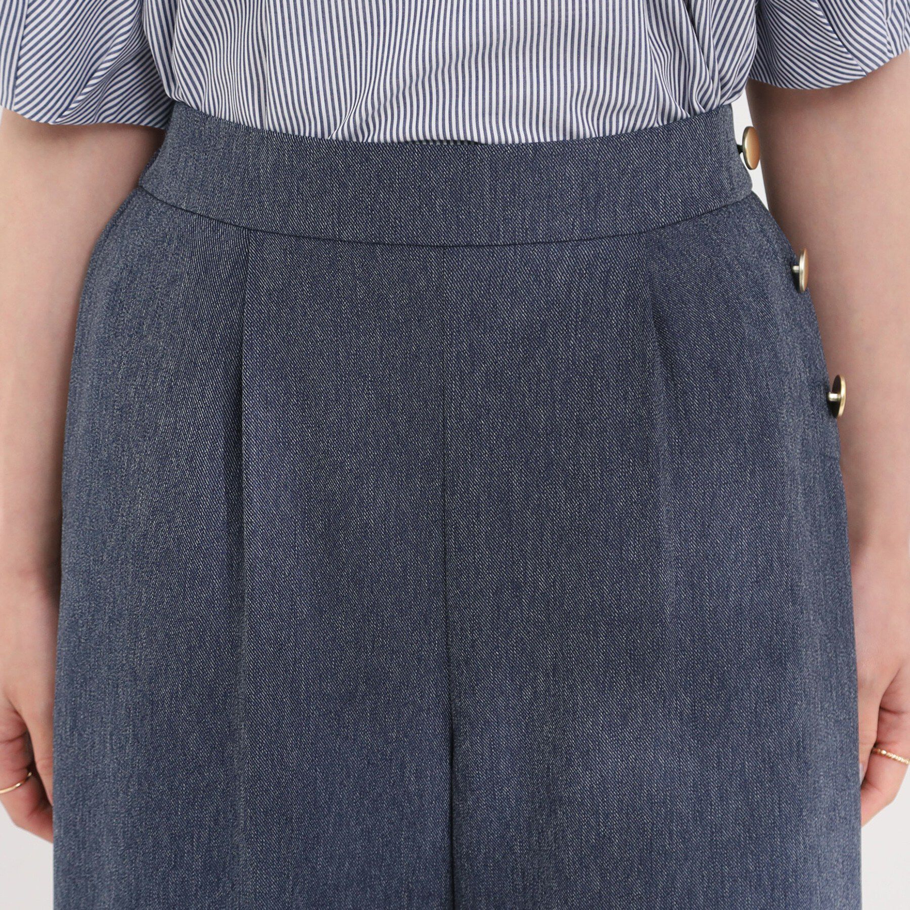 SHOO･LA･RUE「サイドボタンデニム風ワイドパンツ」|その他|