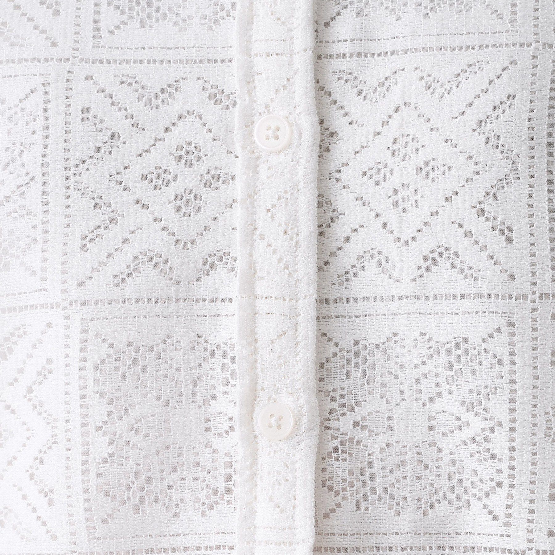 Dessin「【洗える】スクエアレースノーカラーシャツ」|シャツ・ブラウス|