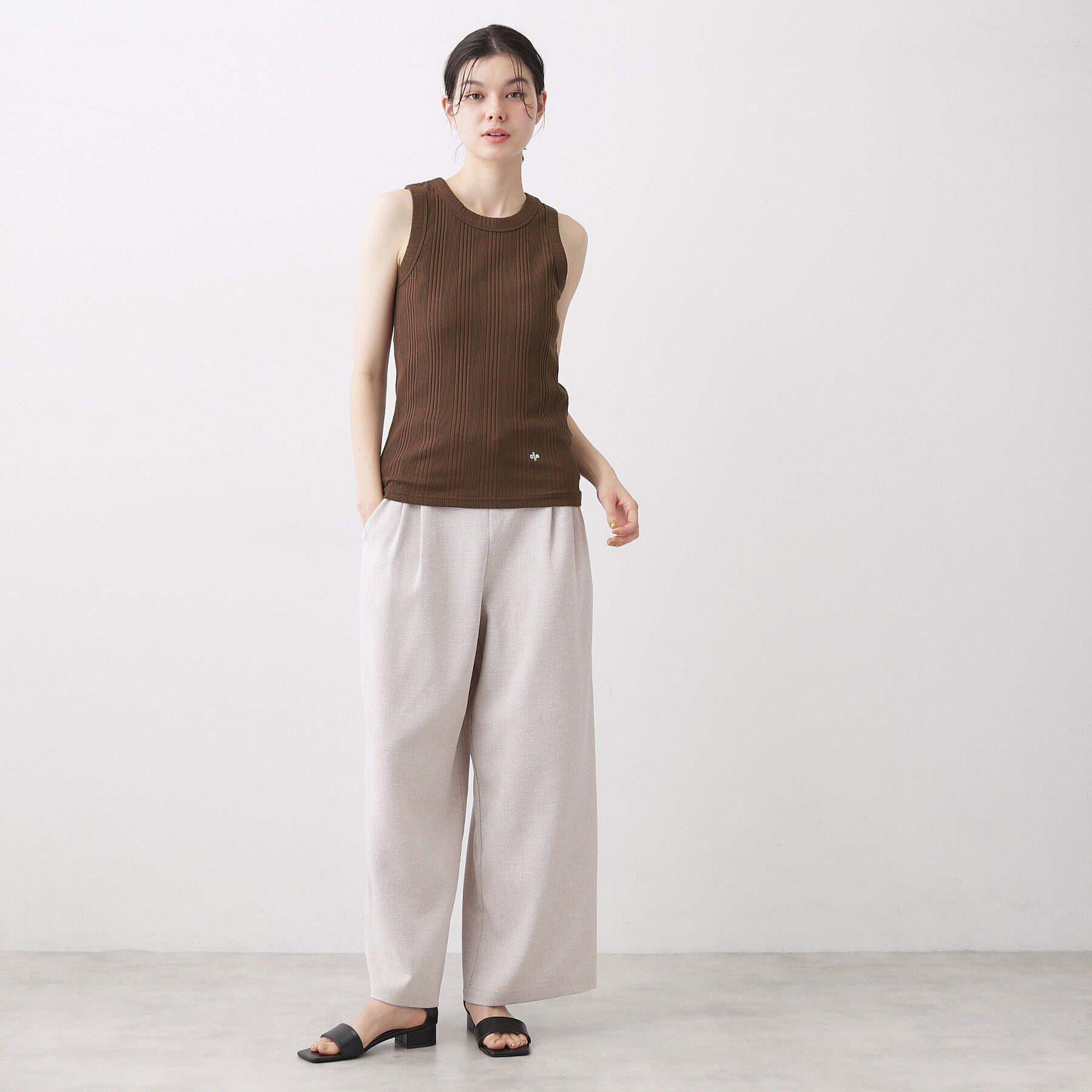 Dessin「【ユニセックス/洗える】クルーネックリブタンクトップ」|キャミソール|