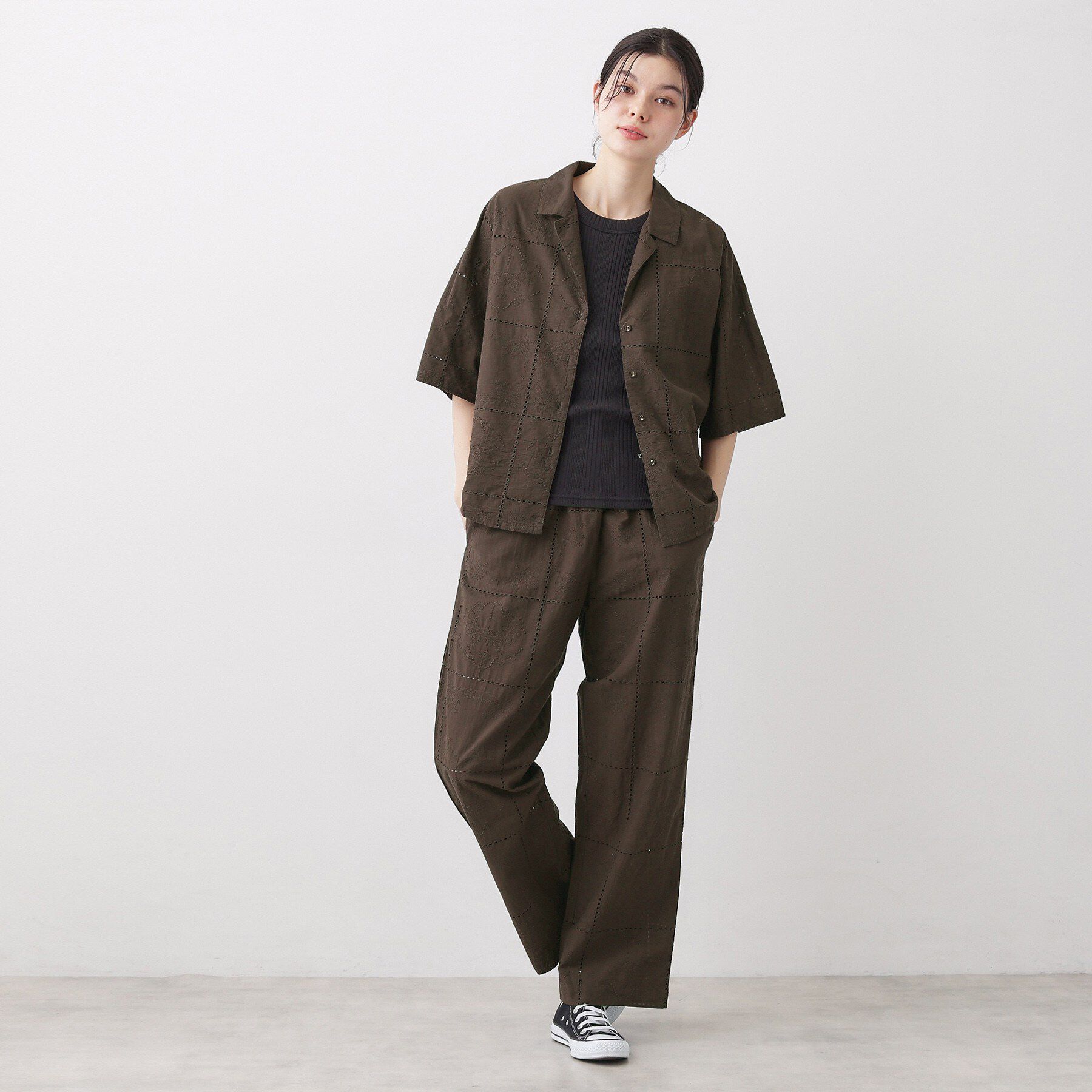 Dessin「【セットアップ可/洗える】刺繍スクエアレースシャツ」|シャツ・ブラウス|