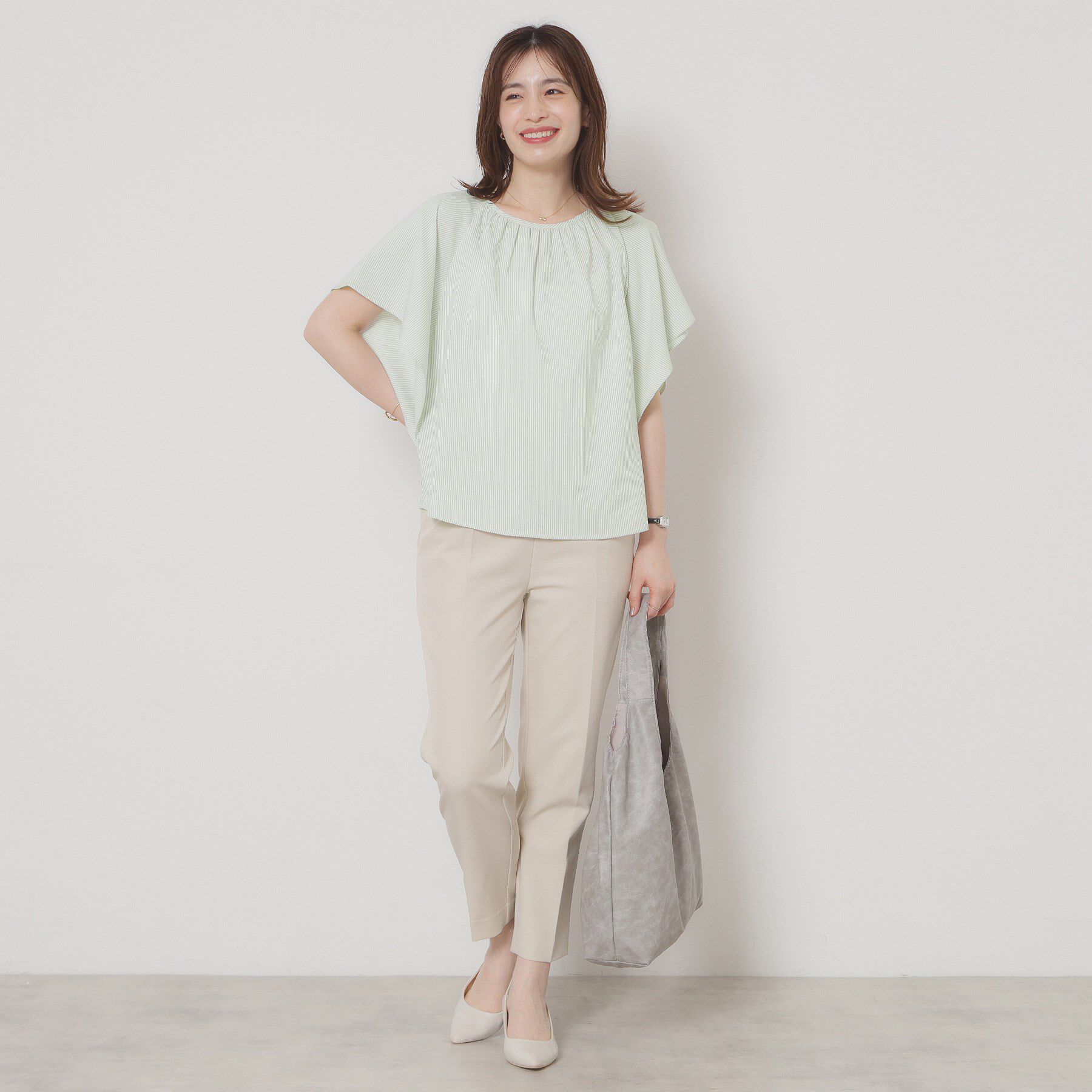 ITS&rsquo;DEMO「【清涼感／手洗い可】サッカーストライプブラウス」|シャツ・ブラウス|