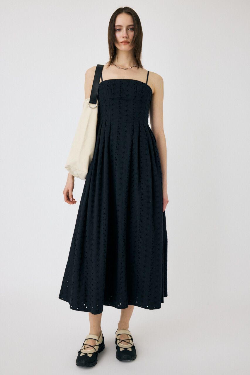 MOUSSY「EYELET LACE ドレス」|ワンピース|BLK