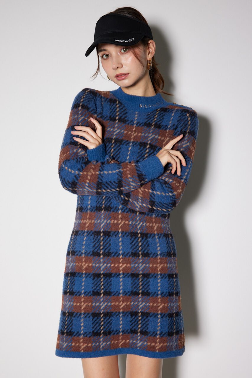 rienda「タータンチェックタイトニットワンピース」|ワンピース|