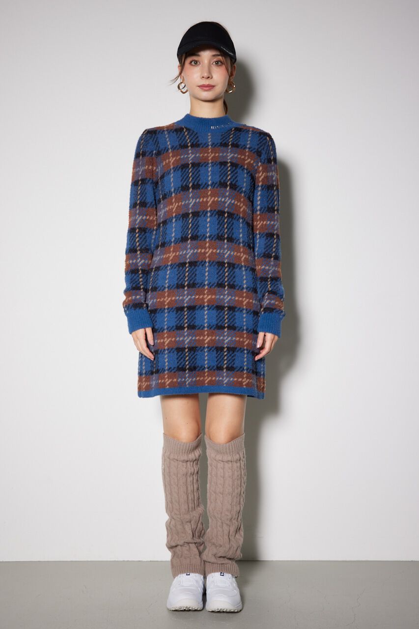 rienda「タータンチェックタイトニットワンピース」|ワンピース|