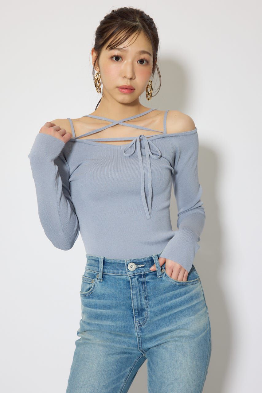 rienda「ストリングタイトニットトップス」|ニット・セーター|