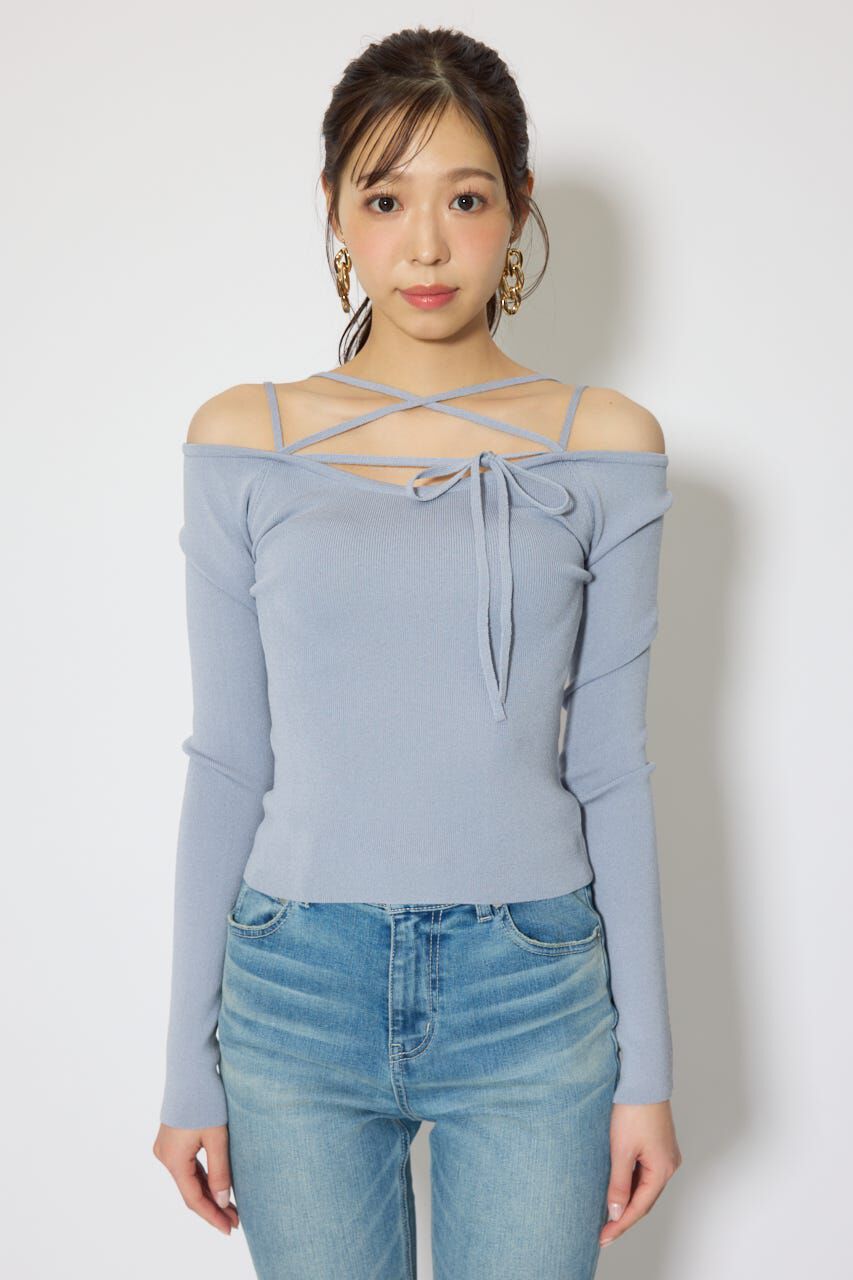 rienda「ストリングタイトニットトップス」|ニット・セーター|