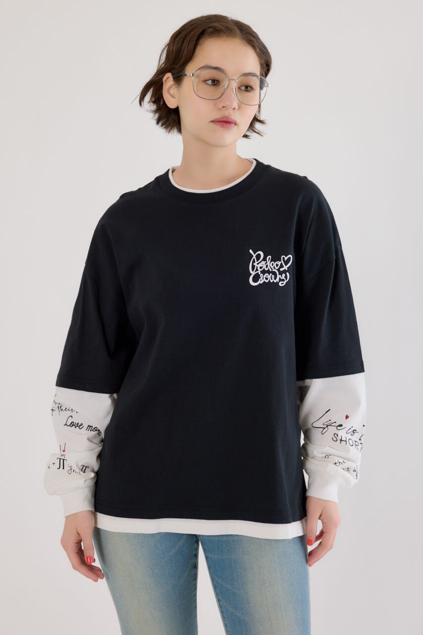 RODEO CROWNS「ハートフェイクレイヤードトップス」|Tシャツ・カットソー|BLK