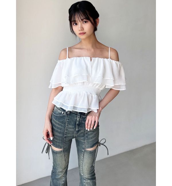 RESEXXY「オフショルシャーリングチュニック」|シャツ・ブラウス|