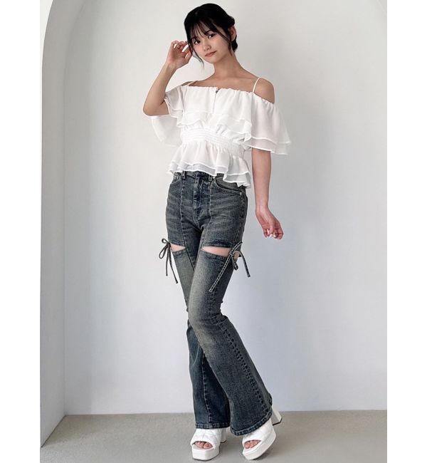 RESEXXY「オフショルシャーリングチュニック」|シャツ・ブラウス|