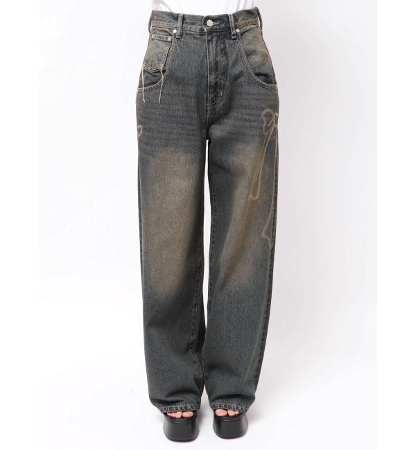 EMODA「リボングラフィックルーズジーンズ」|デニム|