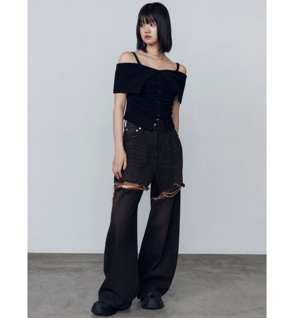 EMODA「ダブルハイクラッシュジーンズ」|デニム|