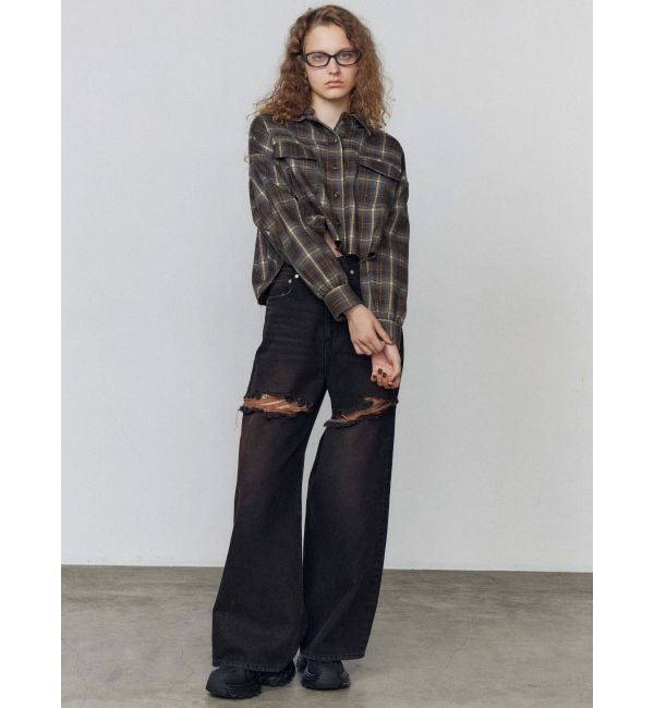 EMODA「ダブルハイクラッシュジーンズ」|デニム|