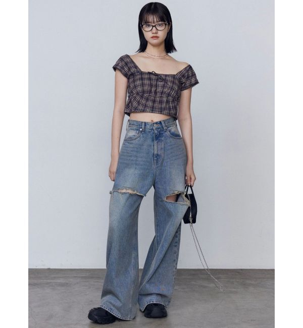 EMODA「ダブルハイクラッシュジーンズ」|デニム|