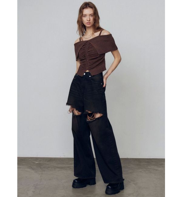 EMODA「ダブルハイクラッシュジーンズ」|デニム|